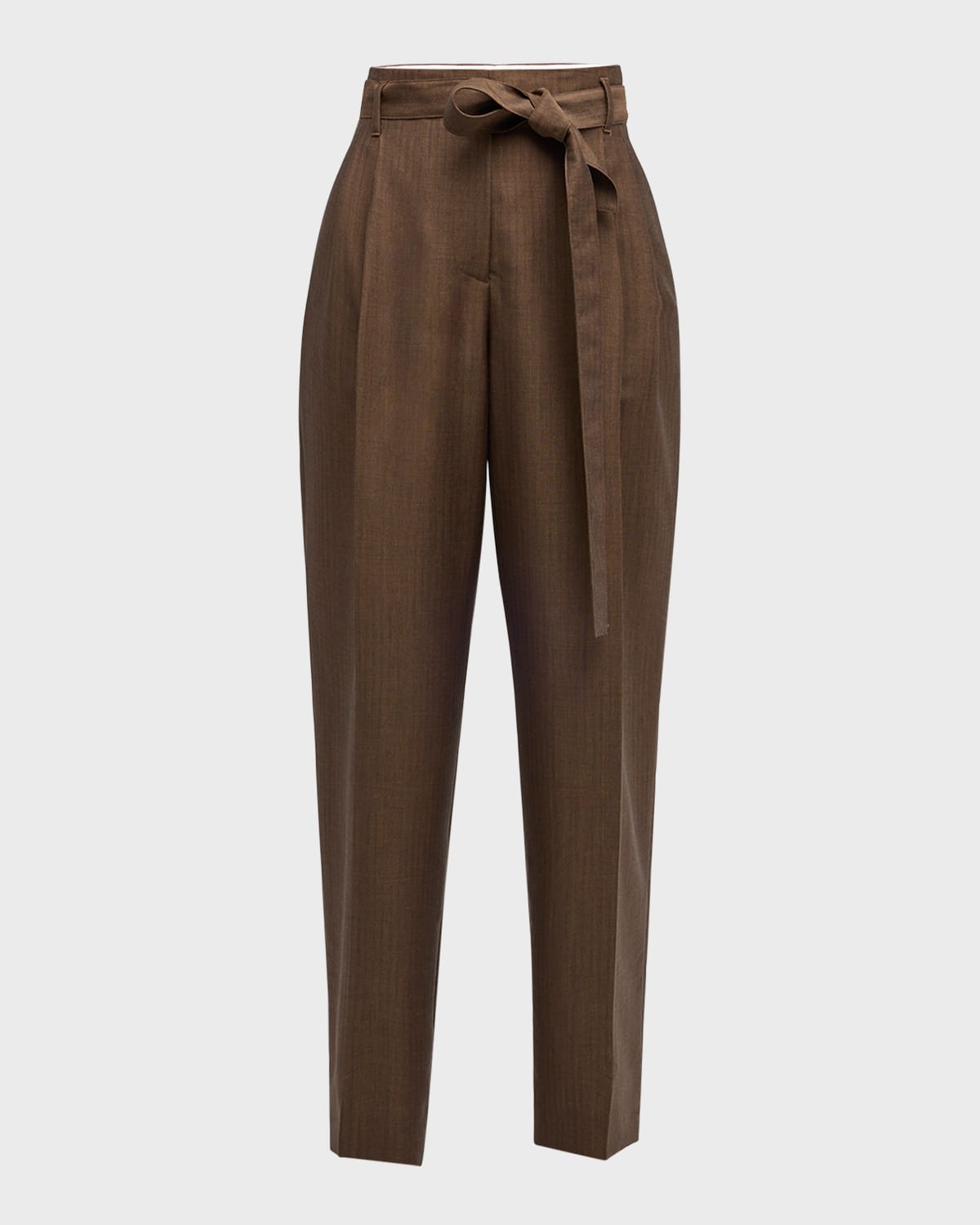 THE ROW Lonan Wool Wide-Leg Pants with Tie Belt