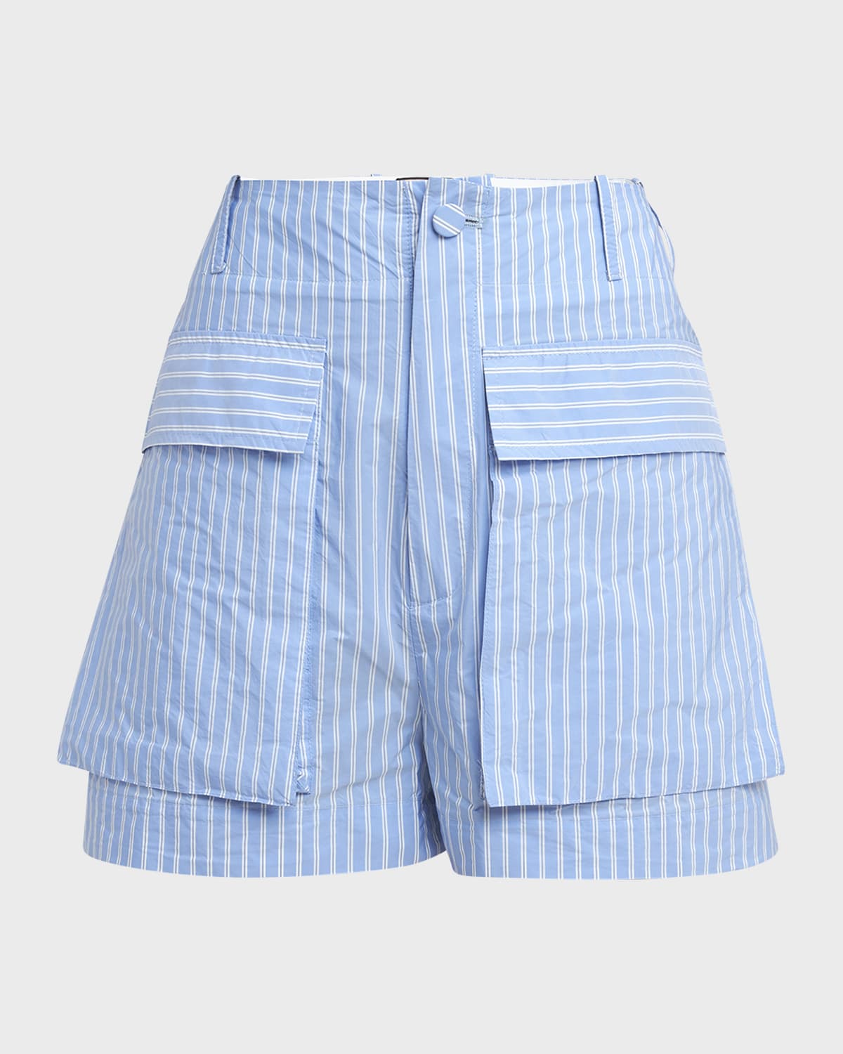 Plan C High-Rise Striped Cargo Shorts
