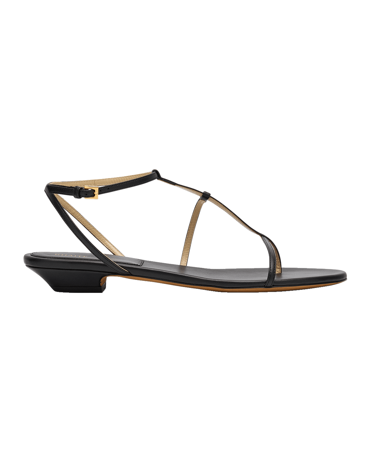Khaite Jones Leather T-Strap Sandals