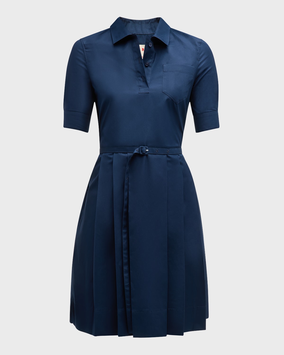 Marni Belted Shirtdress with Pleated Skirt