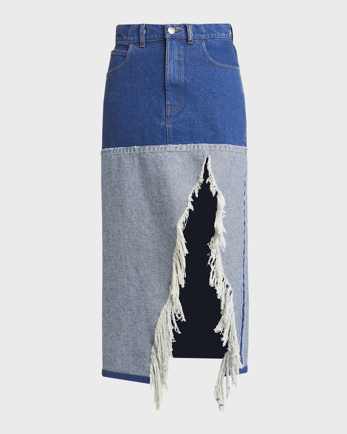 Marni Distressed Slit-Hem Midi Denim Skirt