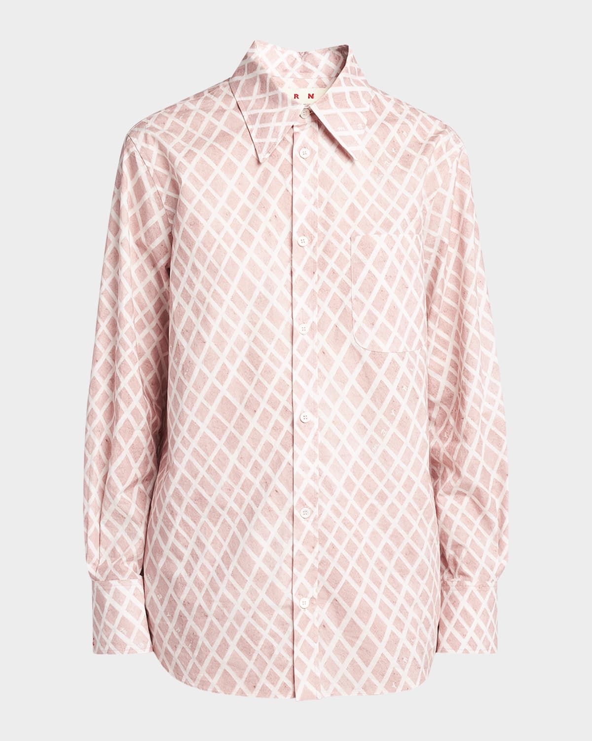 Marni Lattice-Print Long-Sleeve Button-Down Shirt