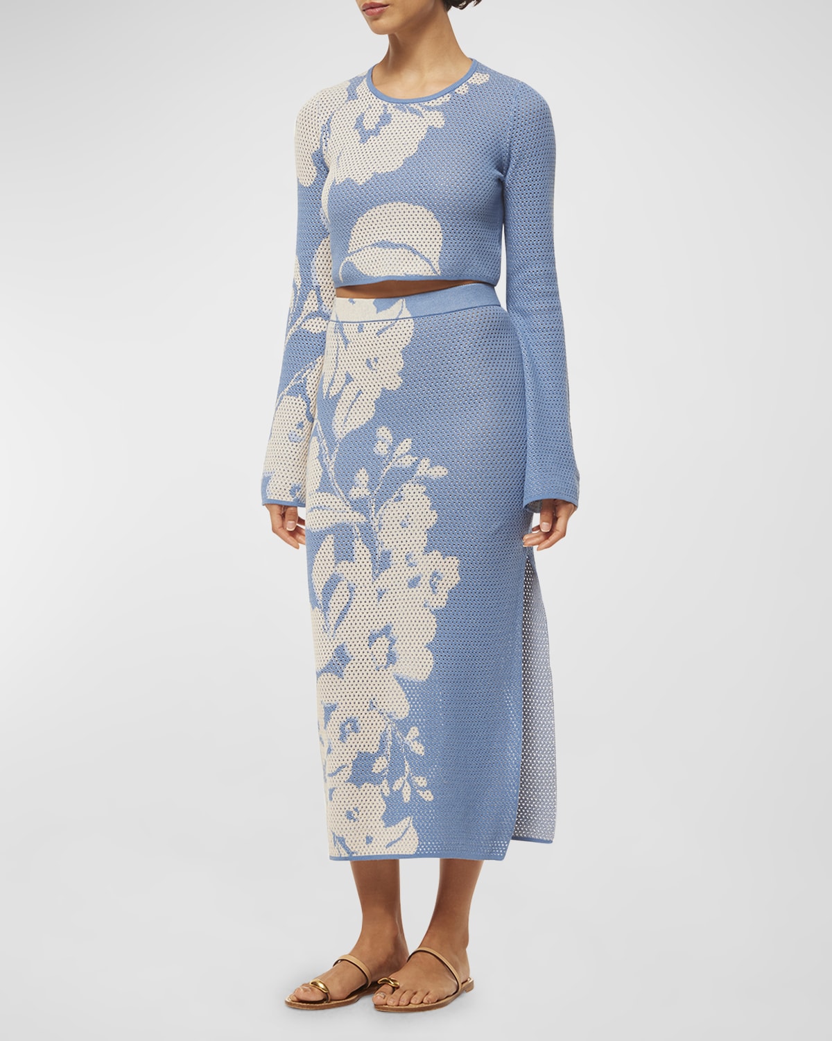 MISA Los Angeles Cassi Knit Long-Sleeve Crop Top