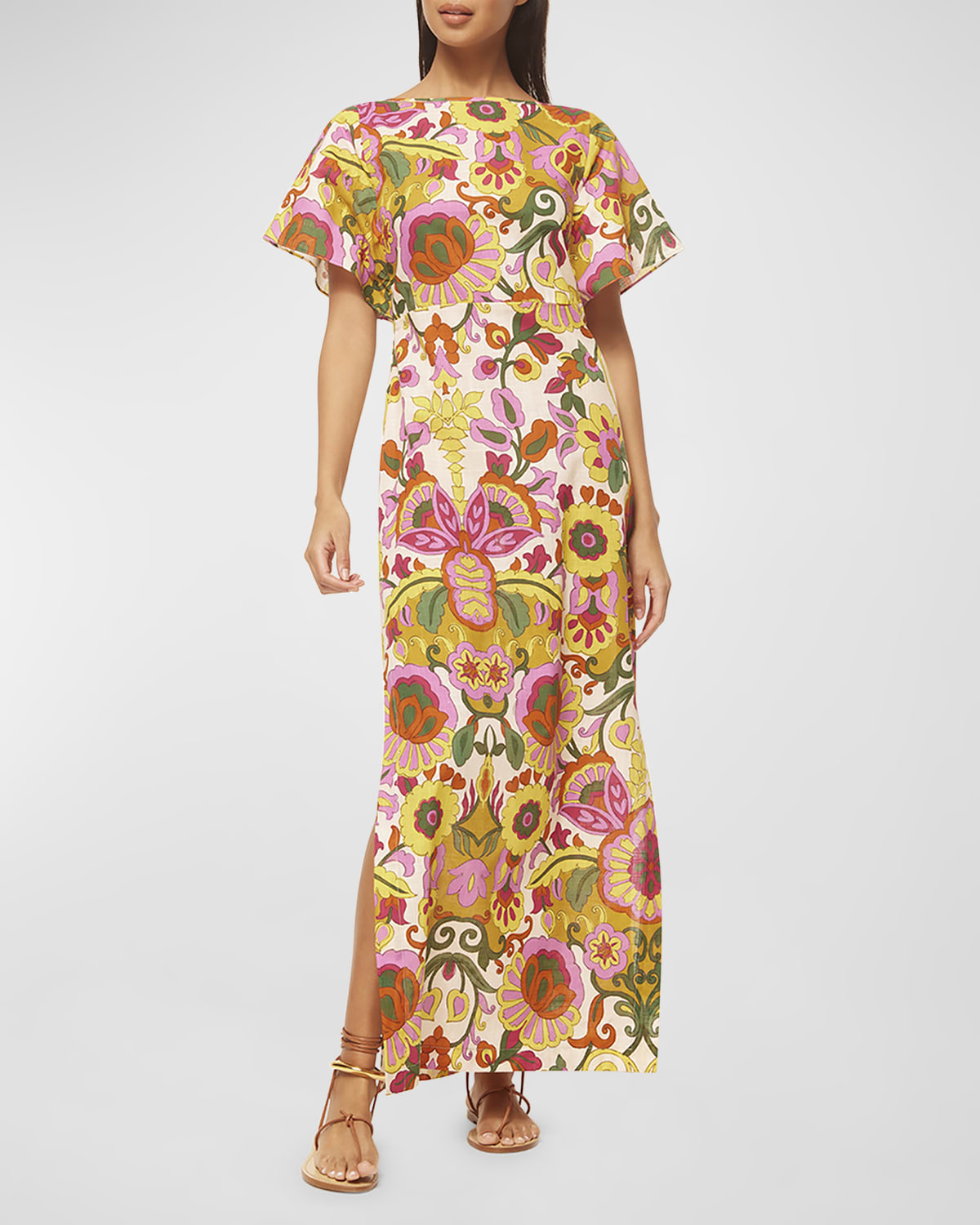 MISA Los Angeles Lalita Low-Back Floral Cotton Maxi Dress
