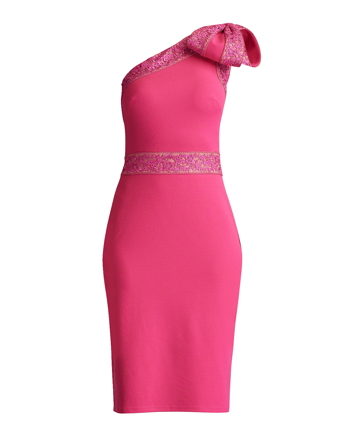 Tadashi Shoji One-Shoulder Embroidered Crepe Dress