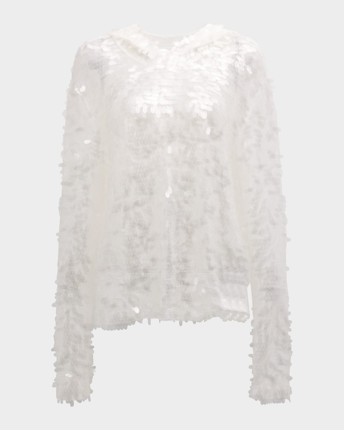 Norma Kamali Sequined Boyfriend Long-Sleeve Hooded Top