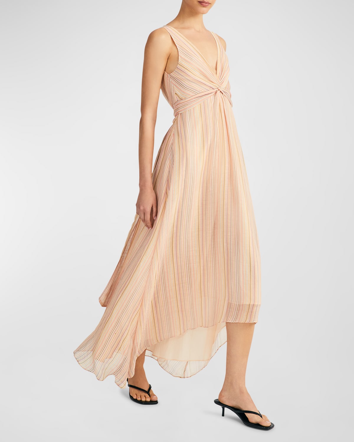 Derek Lam 10 Crosby Anna Stripe V-Neck Midi Dress