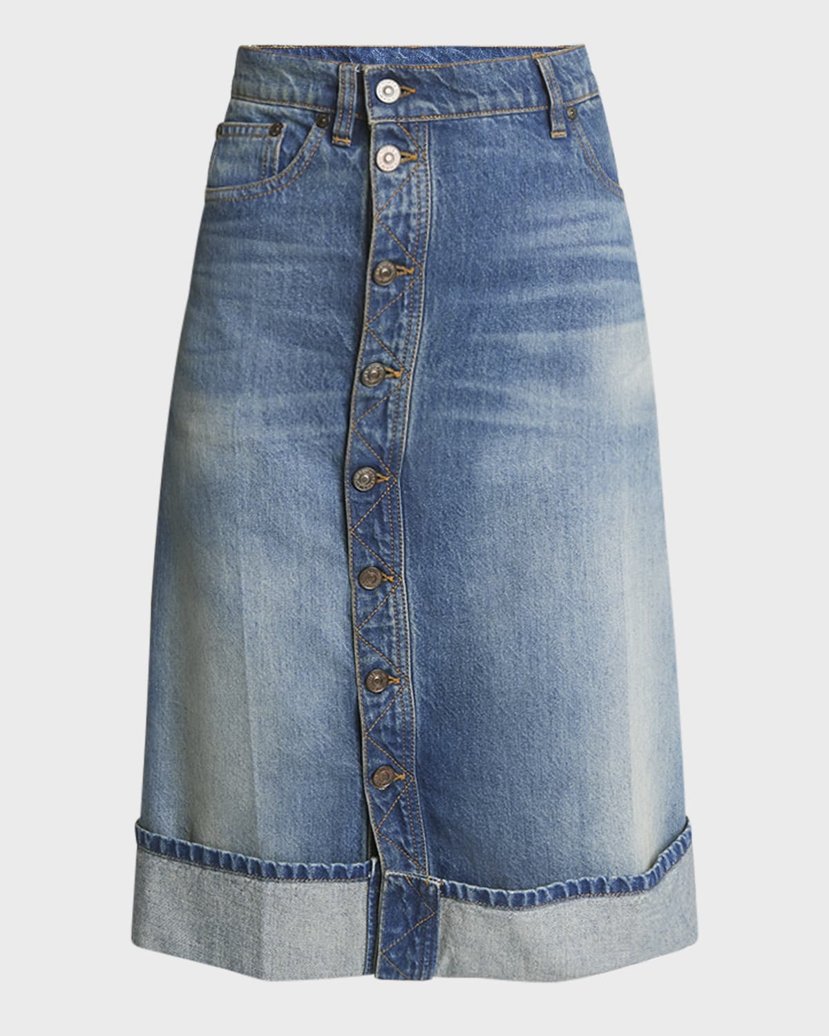 Victoria Beckham Button-Front Denim Skirt