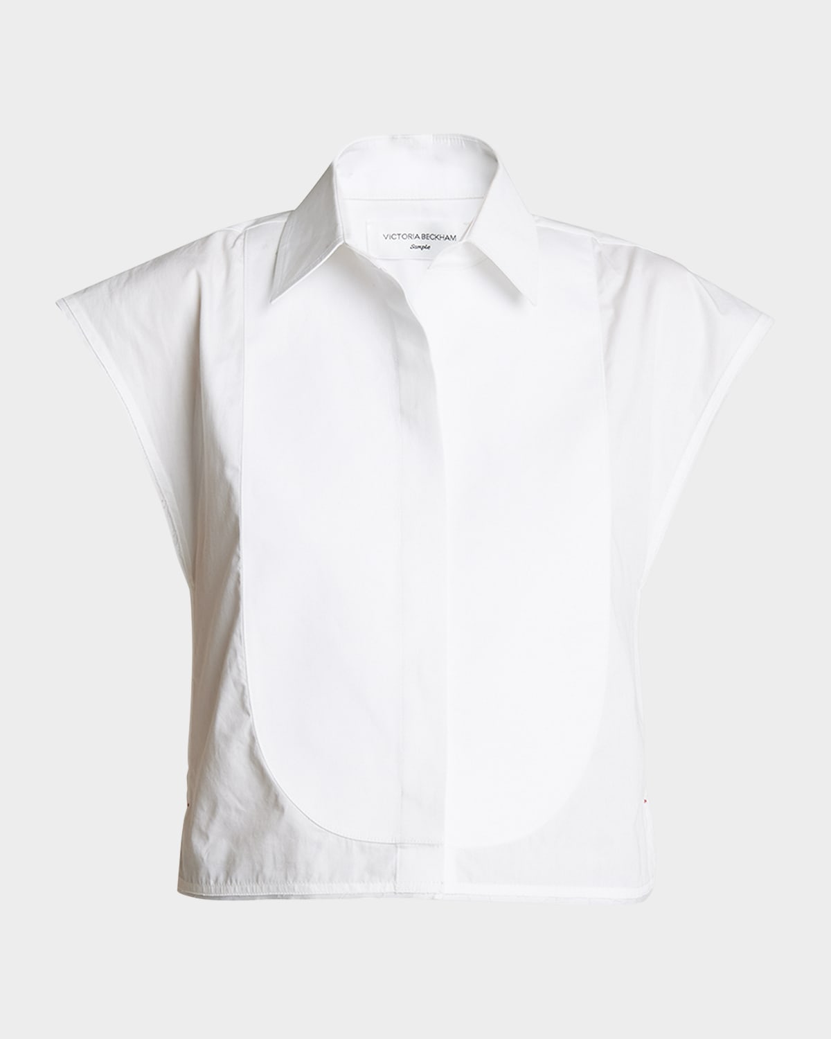 Victoria Beckham Sleeveless Bib-Front Collared High-Low Top