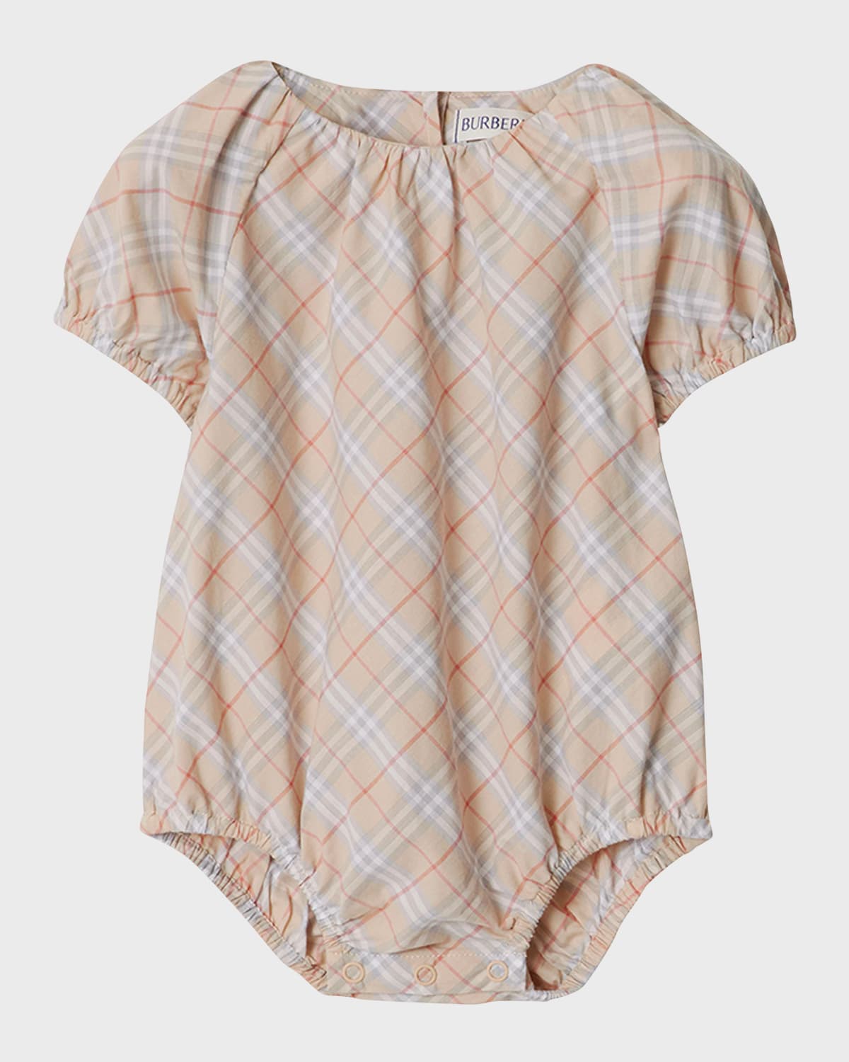 Burberry Girl's Odessa Check-Print Bodysuit, Size Newborn-18M