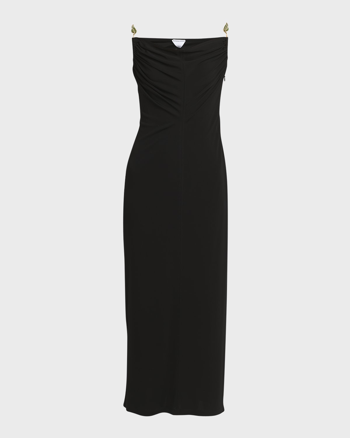Bottega Veneta Matte Crepe Jersey Midi Dress with Embellished Hardware Straps