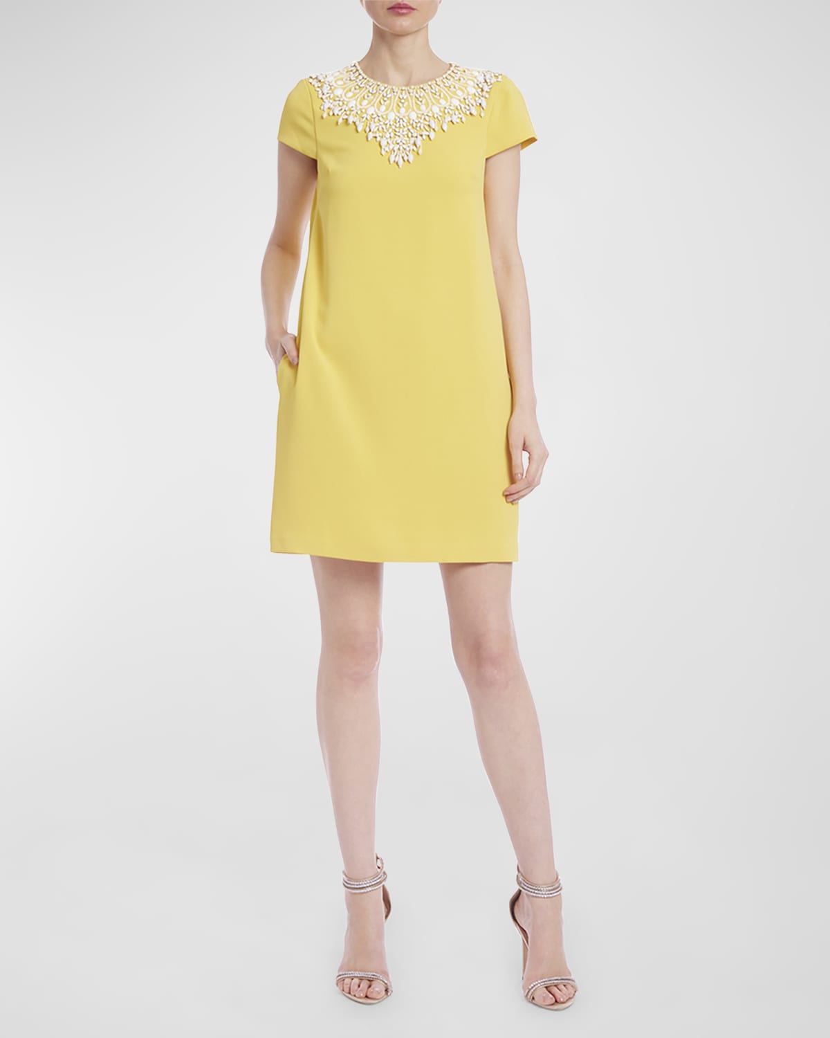 Badgley Mischka Collection Beaded A-Line Mini Dress