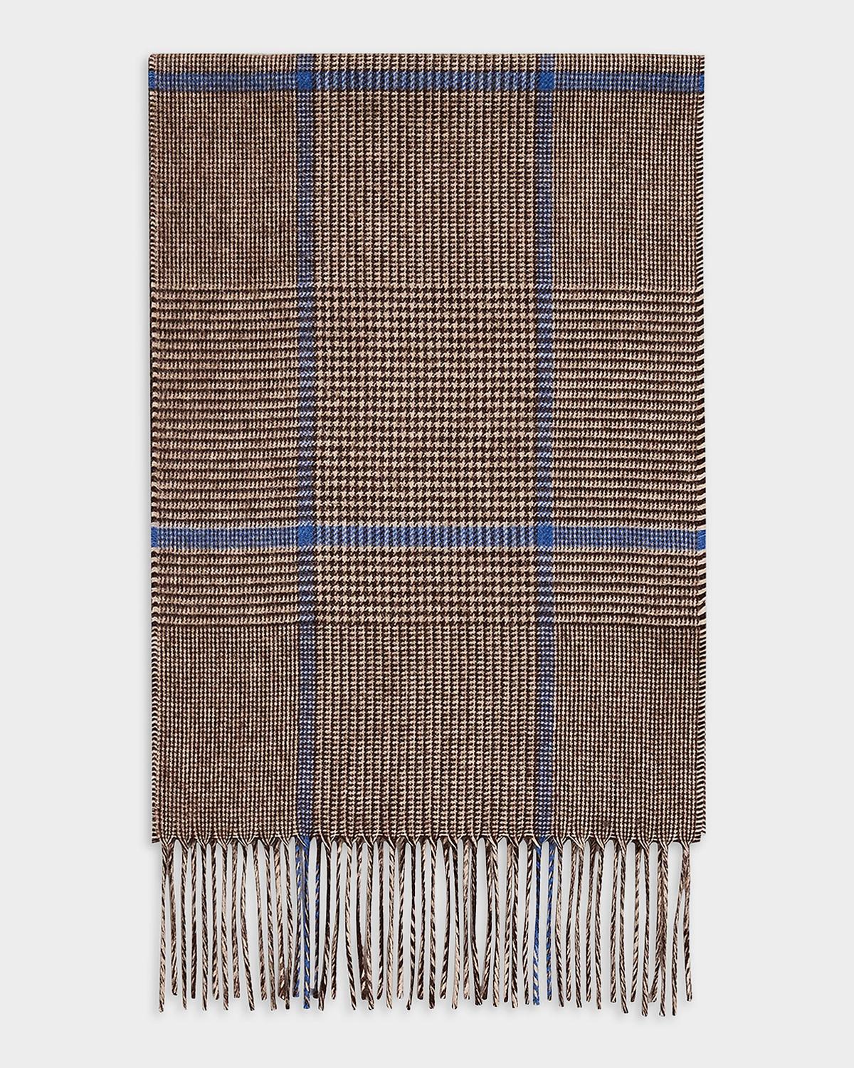 PIACENZA 1733 Men's Illinois Silk and Cashmere Houndstooth Scarf