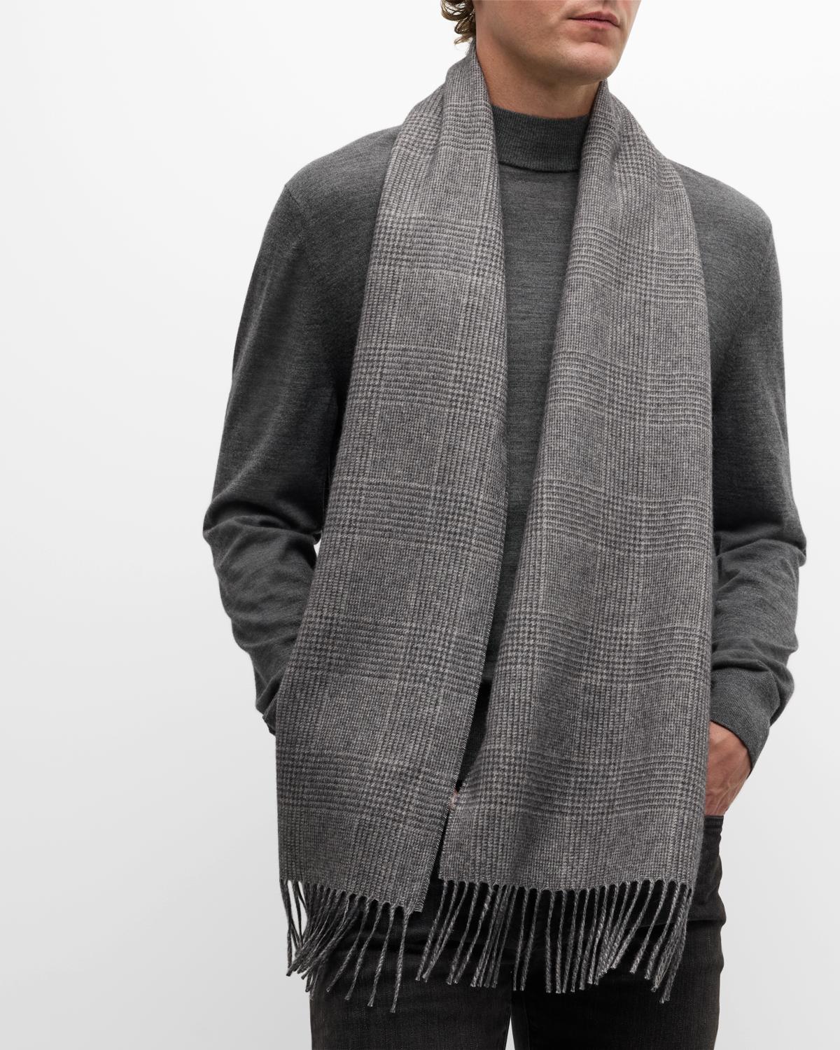 PIACENZA 1733 Men's Dallas Silk-Cashmere Glen Check Scarf
