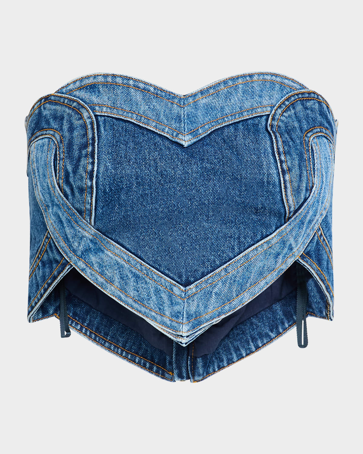 Patchwork Denim Heart Bandeau Top