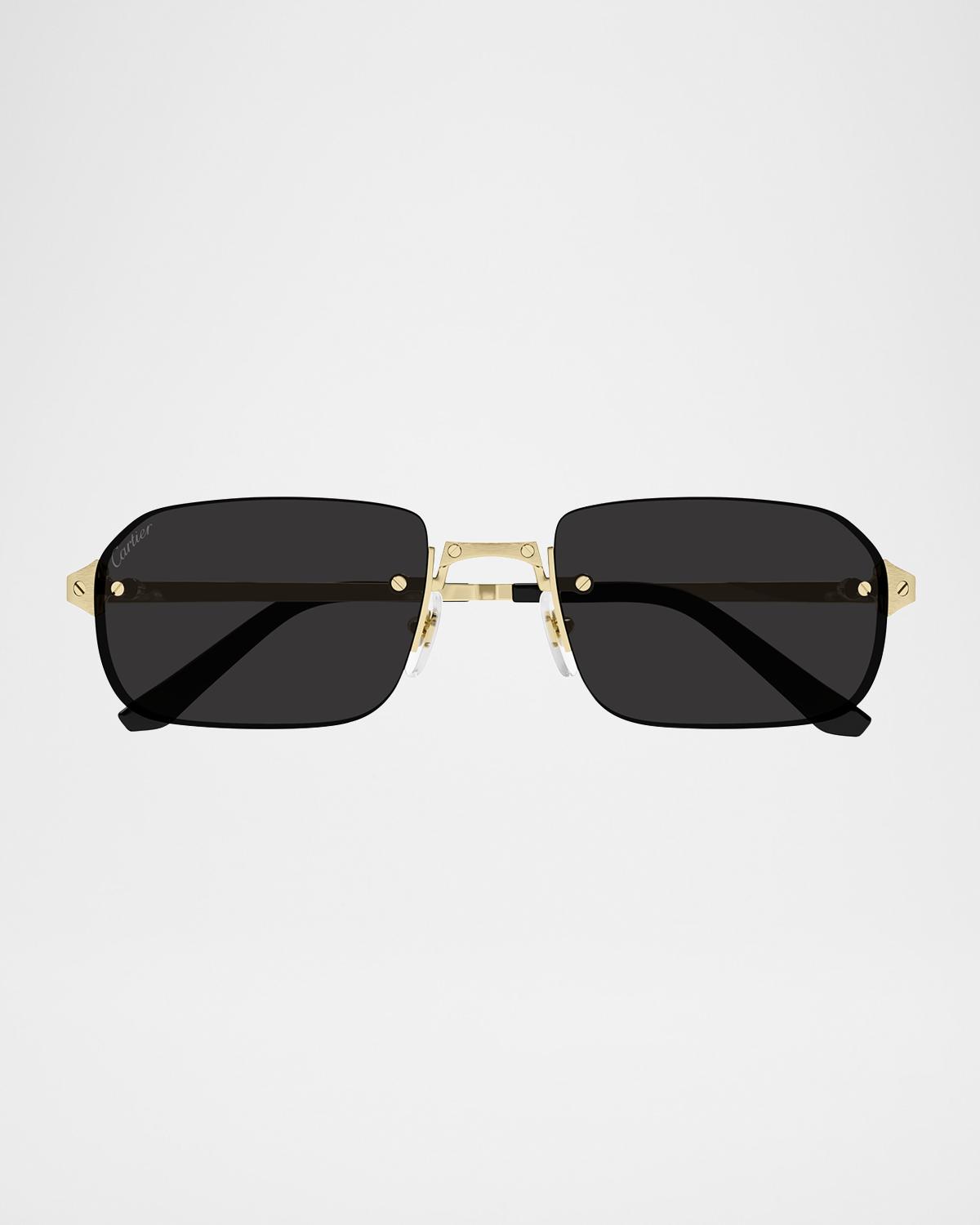 Cartier Men's Metal Rimless Rectangle Sunglasses