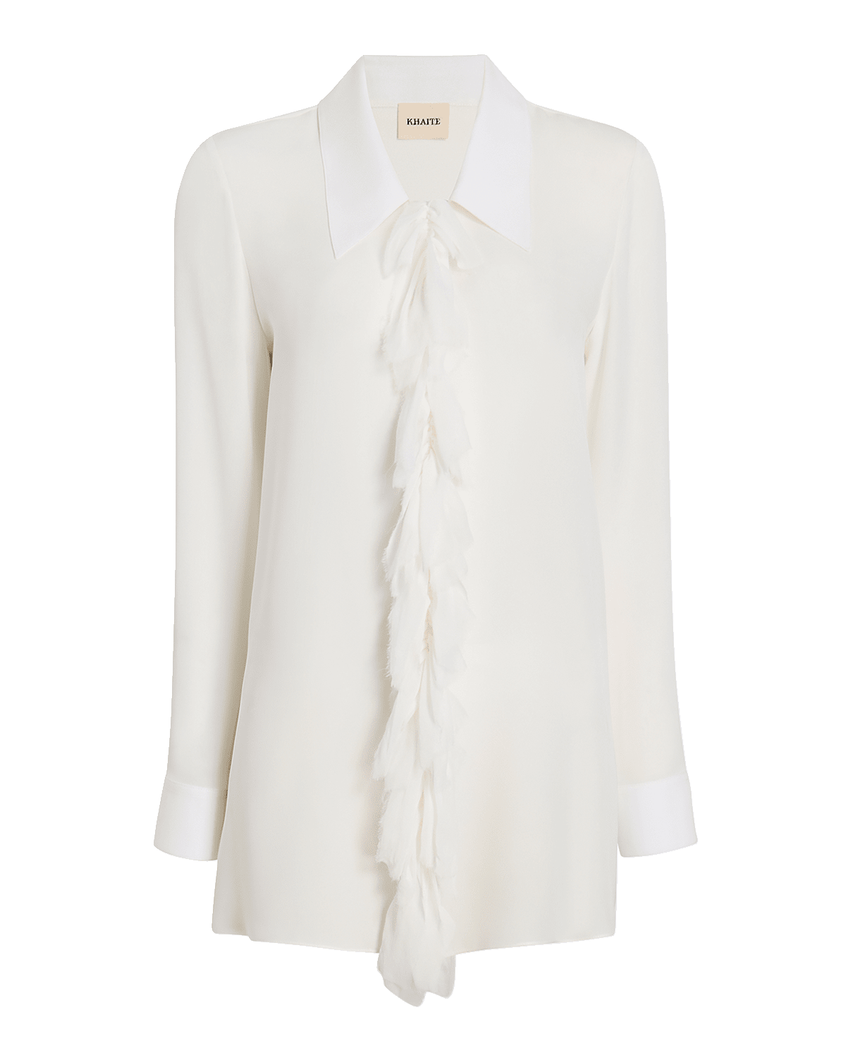 Khaite Luka Button-Front Top with Ruffle Detail