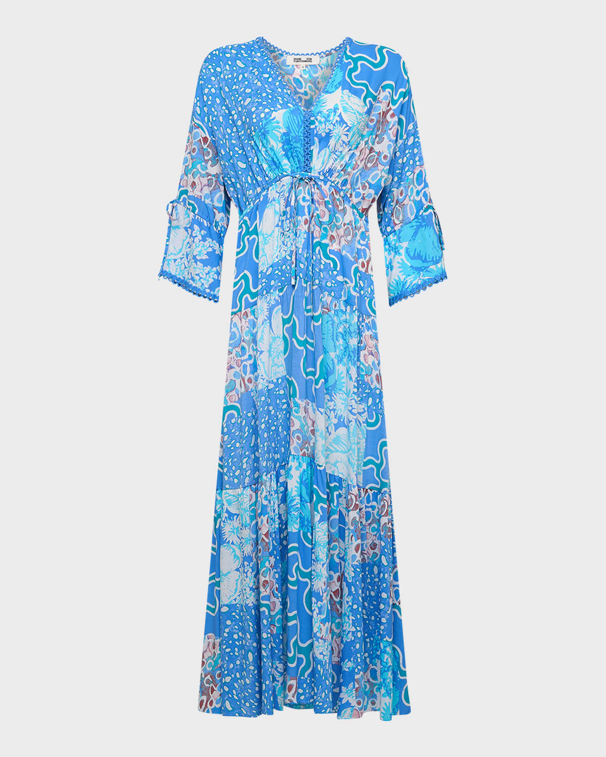 Diane von Furstenberg Boris Tiered Patchwork-Print Maxi Dress