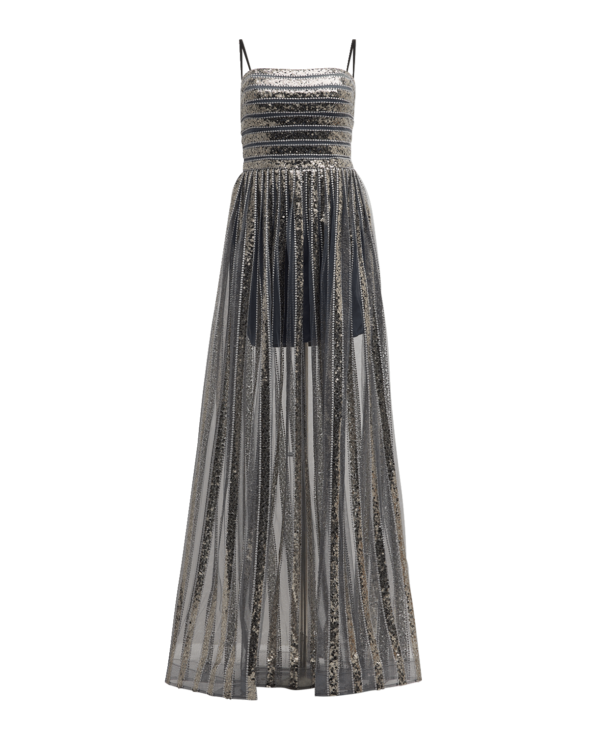 Jovani Strapless Sequin Striped Gown