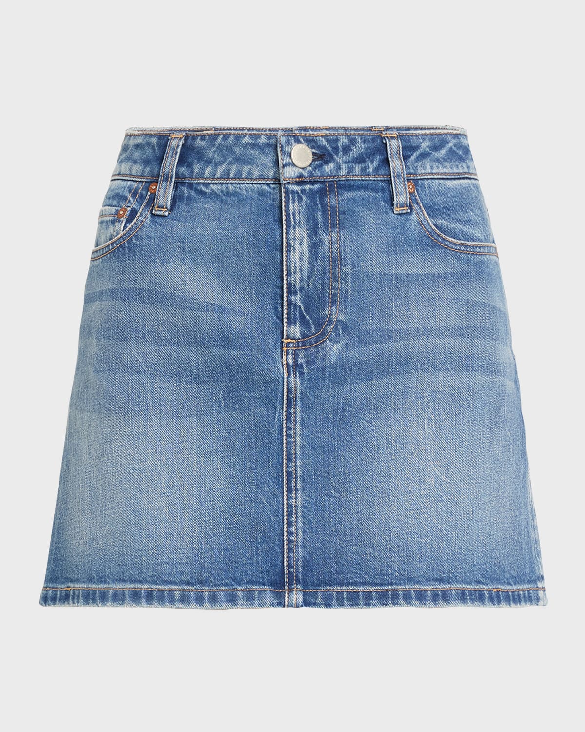 Alice + Olivia Joss Buckle Back Denim Mini Skirt