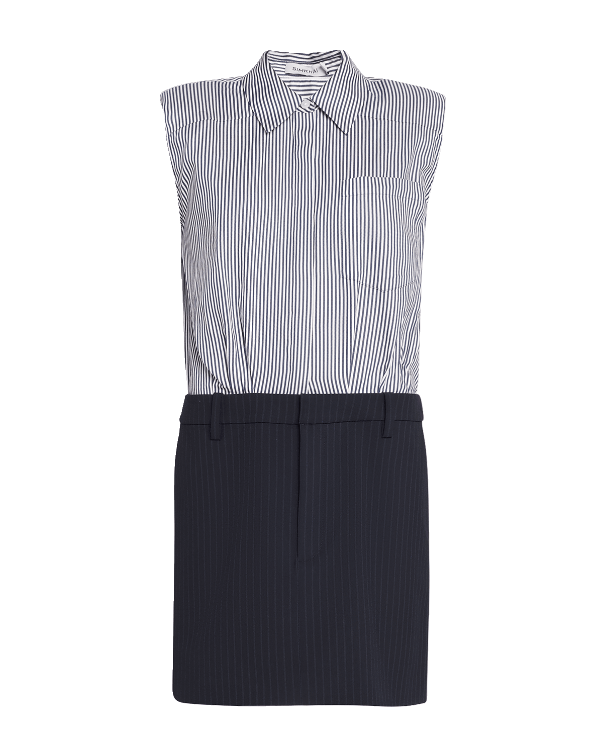 SIMKHAI Graham Shirting Combo Mini Dress