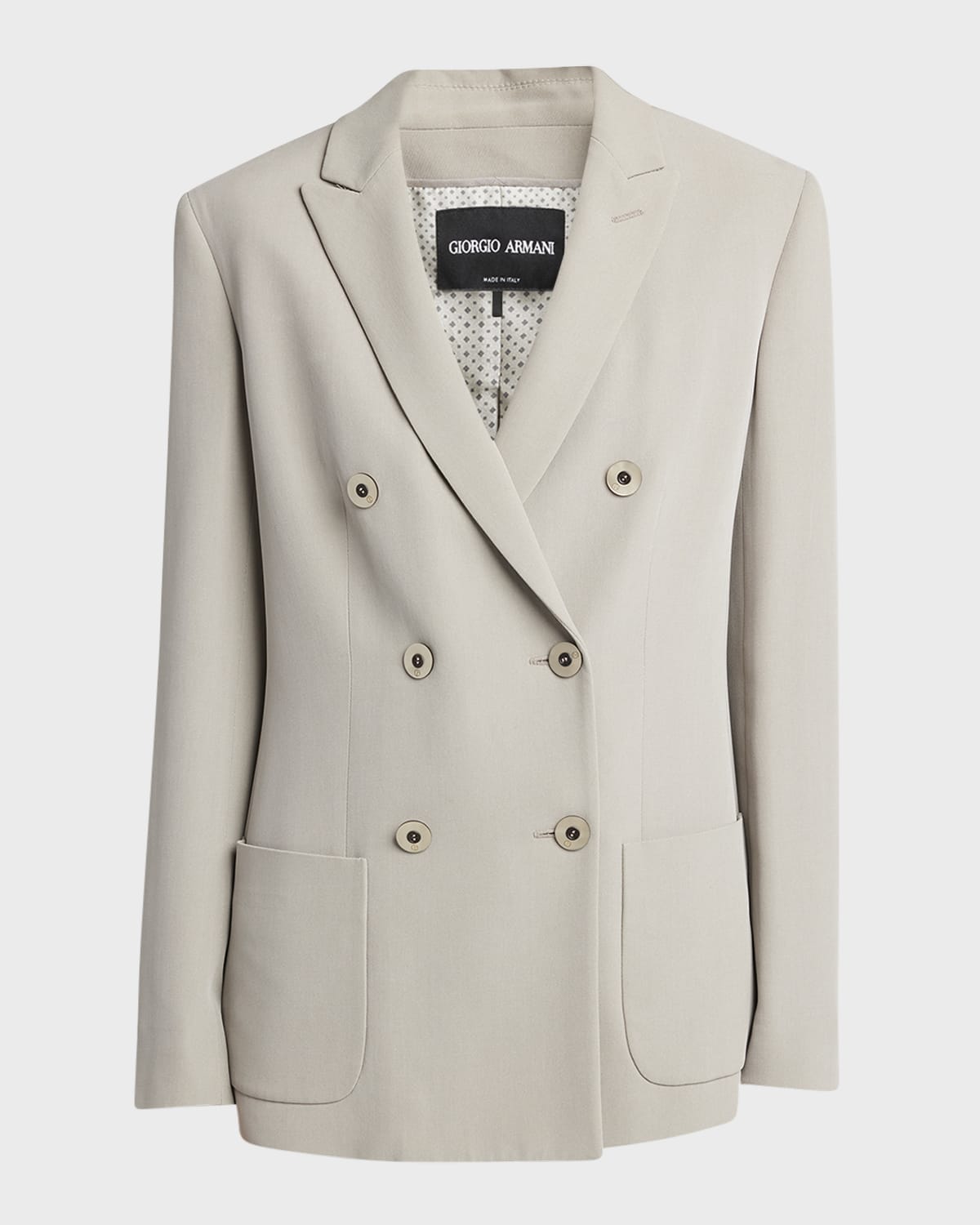 Giorgio Armani Washed Silk Double-Breasted Blazer Jacket