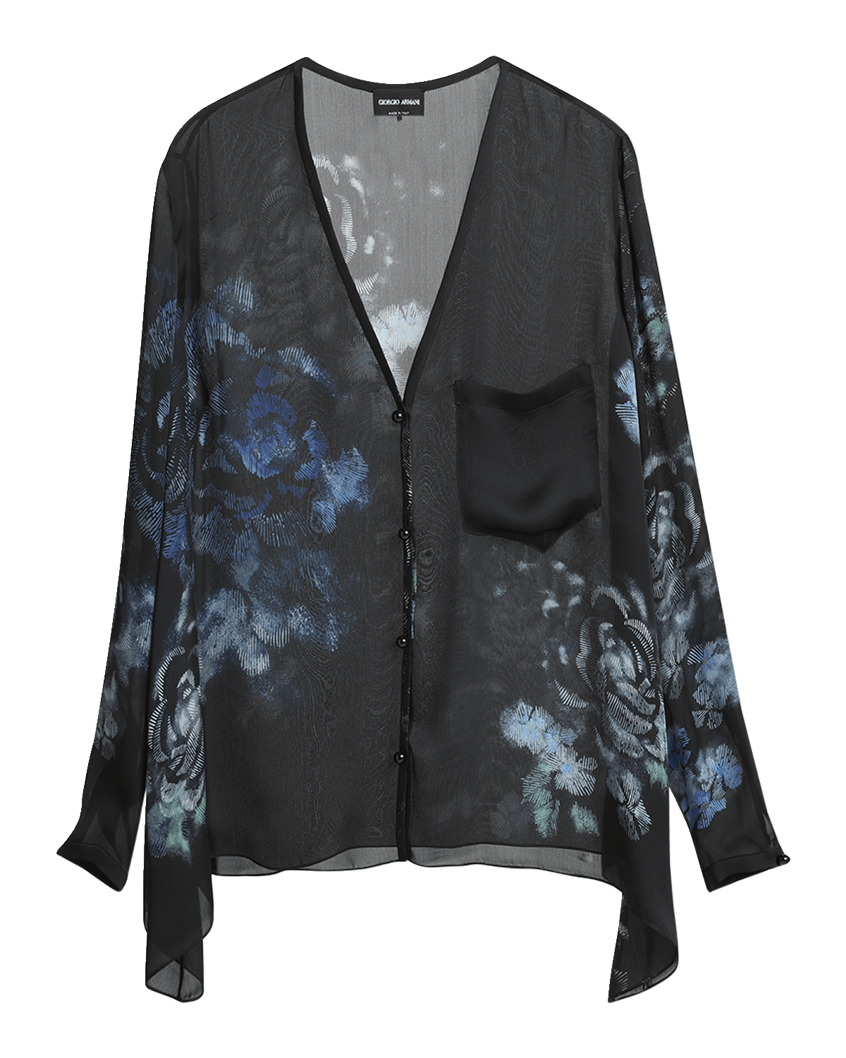 Giorgio Armani Sheer Floral Print Silk Blouse
