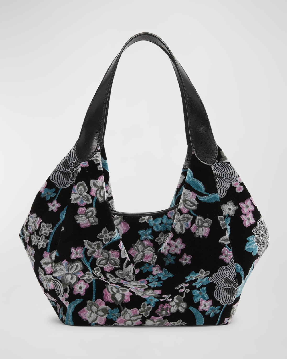 Giorgio Armani Medium Hobo Bag with Embroidered Flowers