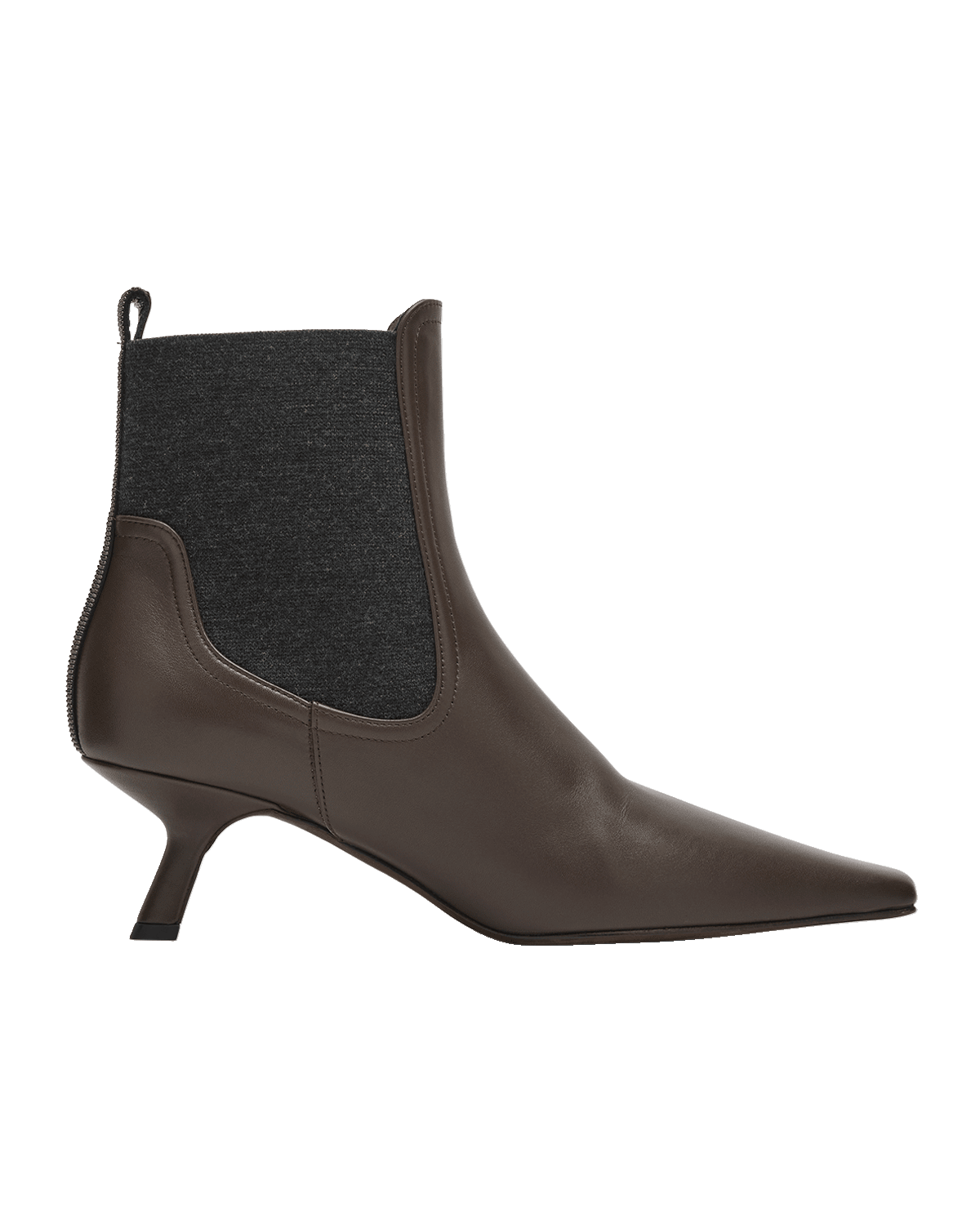 Brunello Cucinelli Leather Monili Comma-Heel Ankle Boots