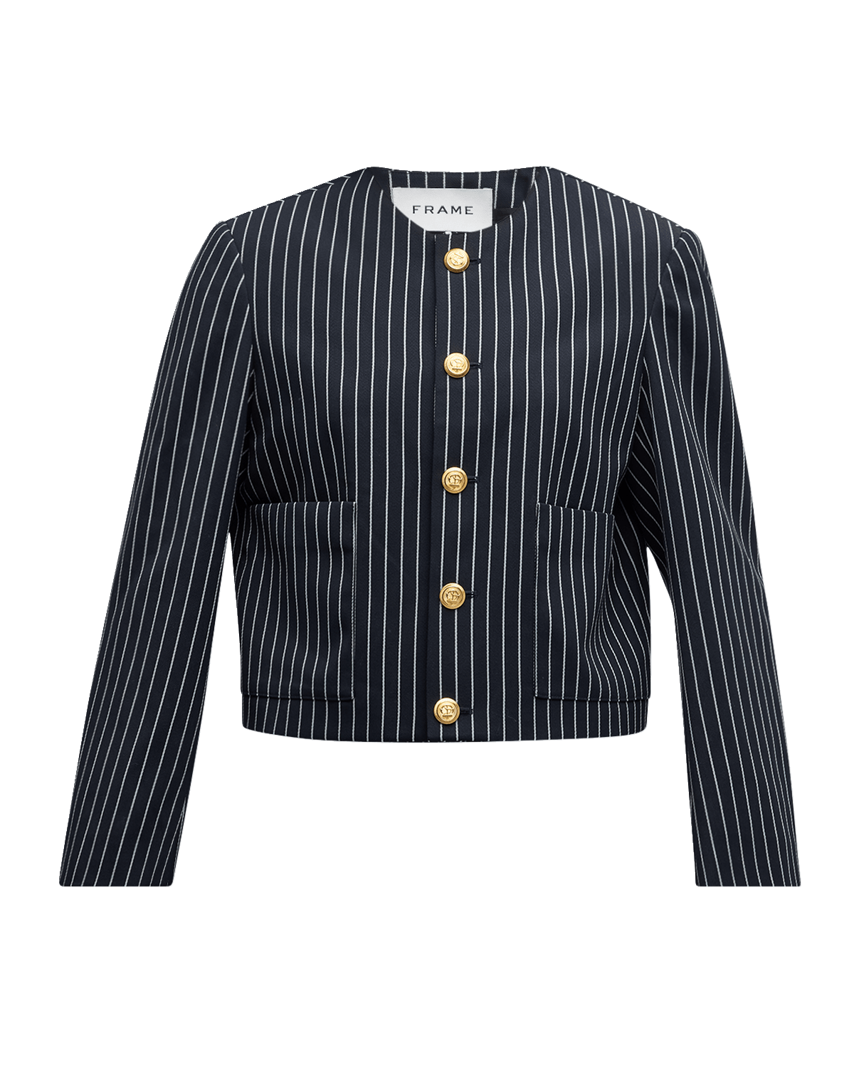FRAME Pinstripe Button-Front Jacket