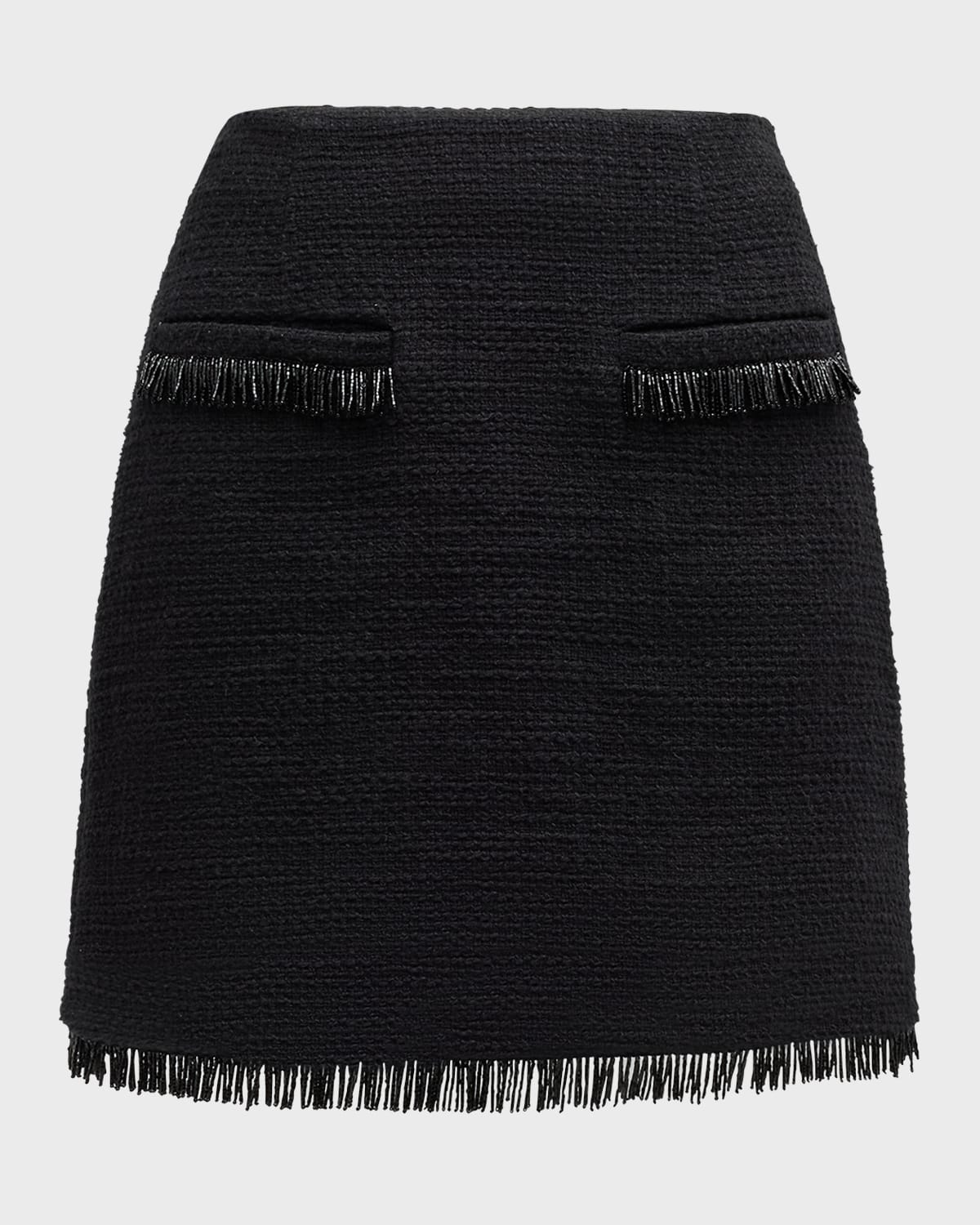 Cinq a Sept Kimmie Embellished Fringe Cotton Bouclé Mini Skirt