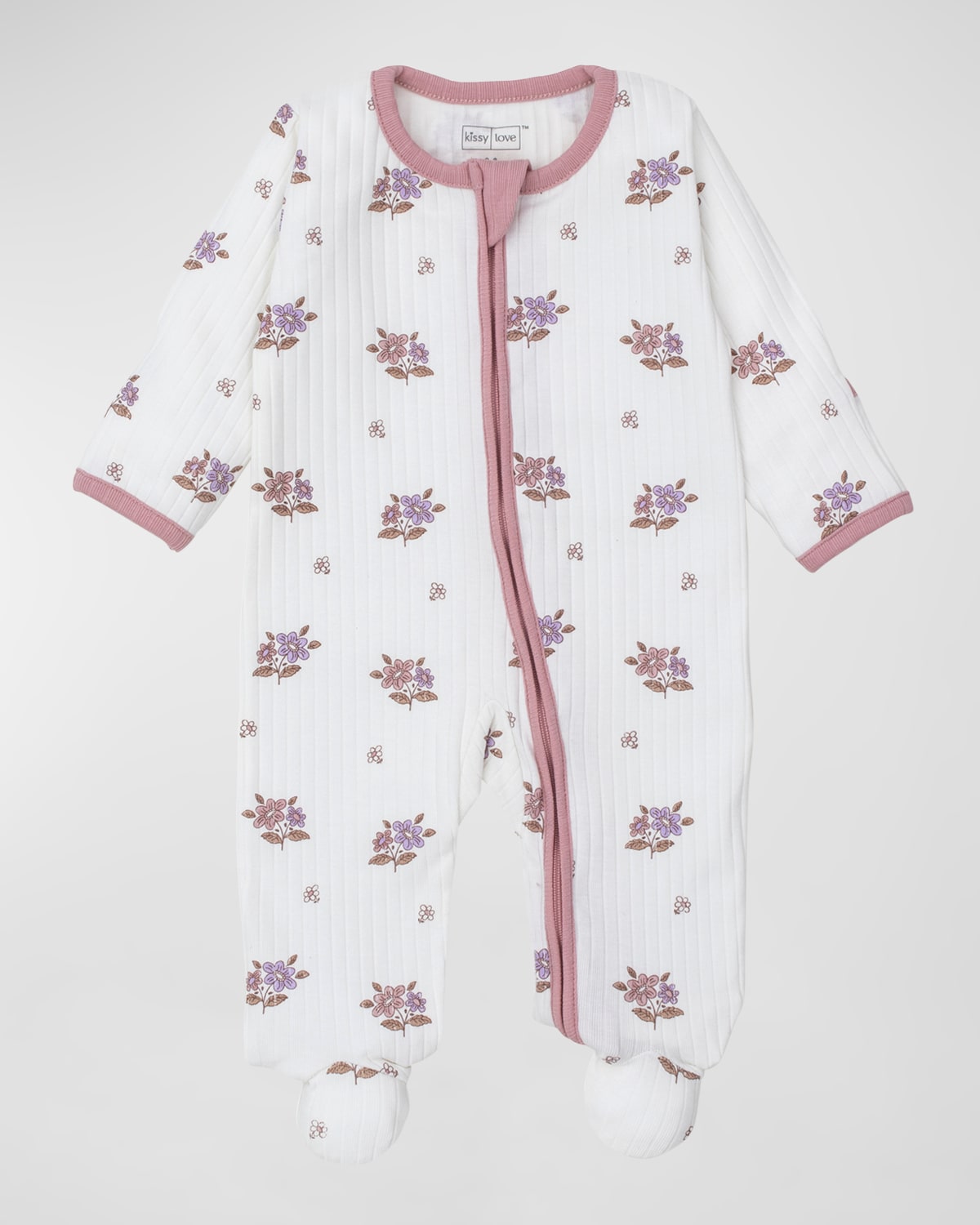Kissy Kissy Girl's “Kissy Love by Kissy Kissy” Abloom Ribbed Footie, Size Newborn-9M