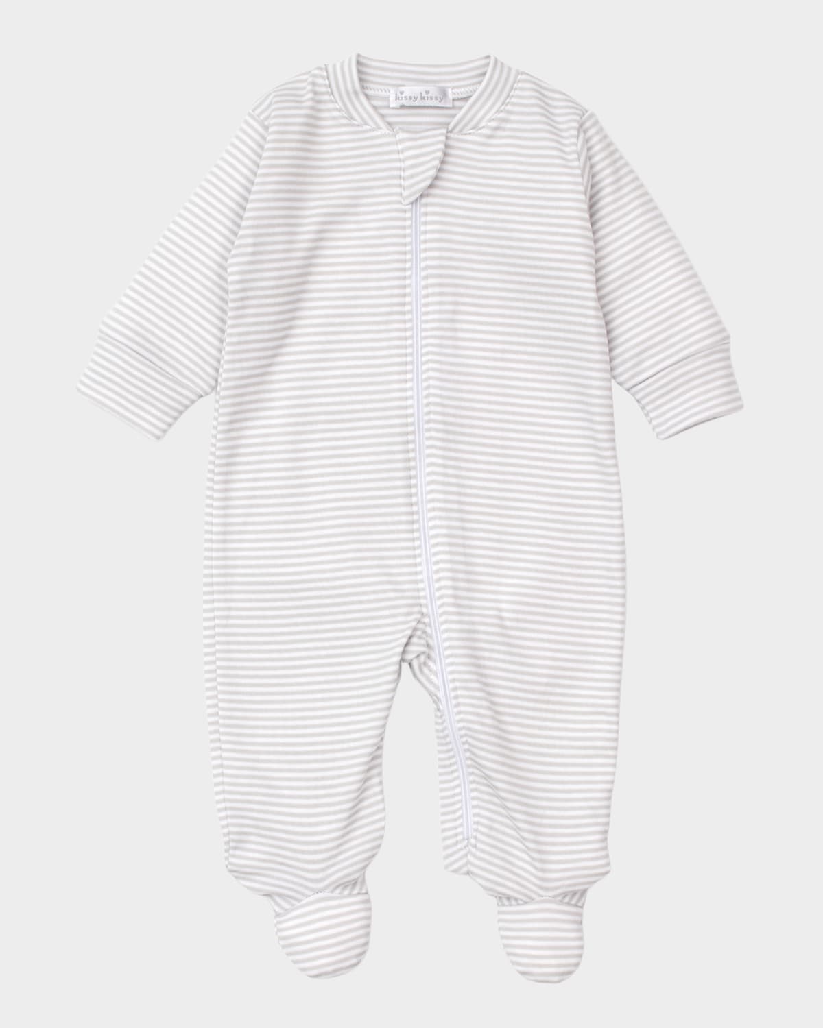 Kissy Kissy Kid 's Simple Stripes Zip Up Footie, Size Newborn-9M | Thumbnail 4 Kissy Kissy Kid 's Simple Stripes Zip Up Footie, Size Newborn-9M | Thumbnail 4