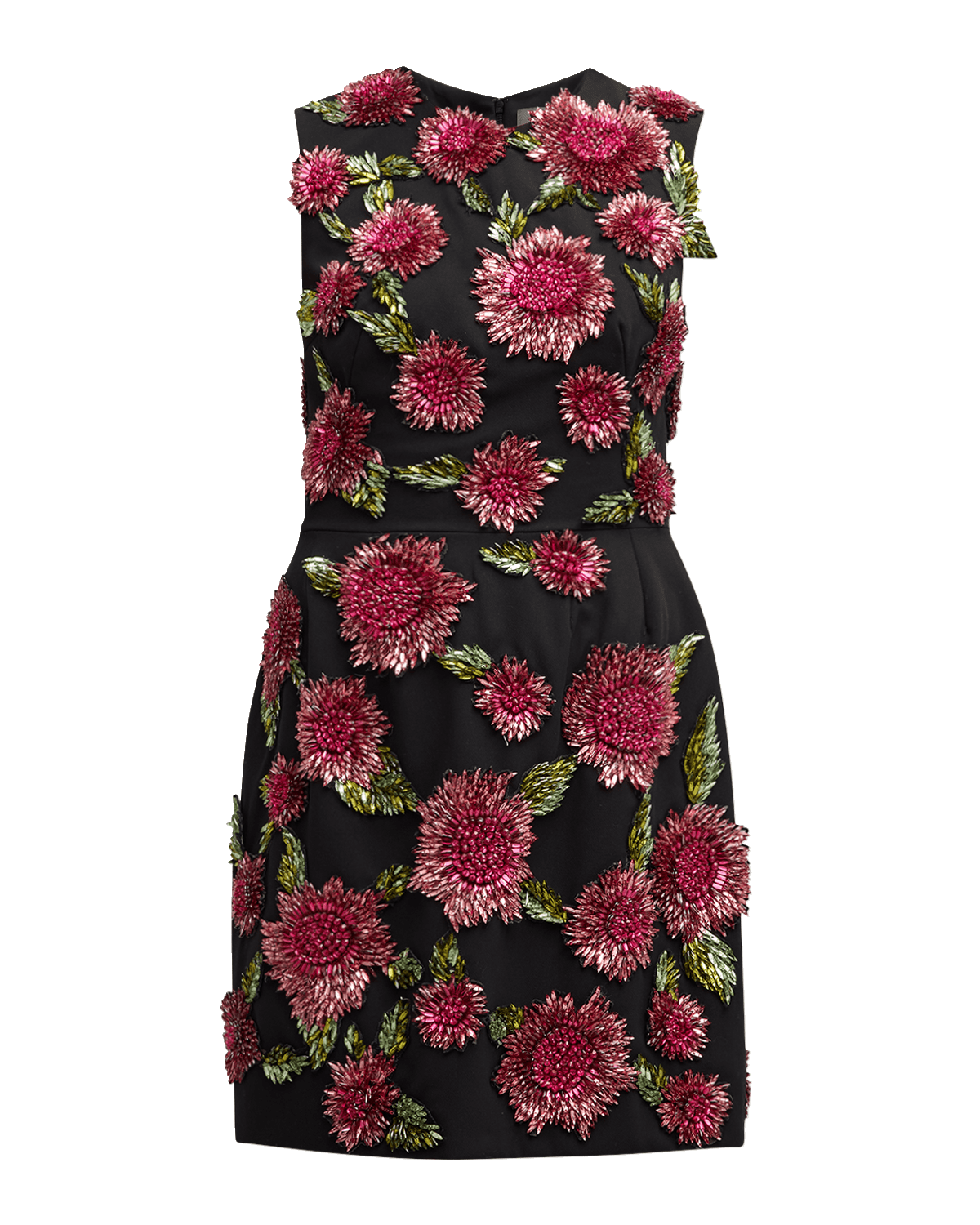 Lela Rose Crystal Flower Sleeveless Mini Dress