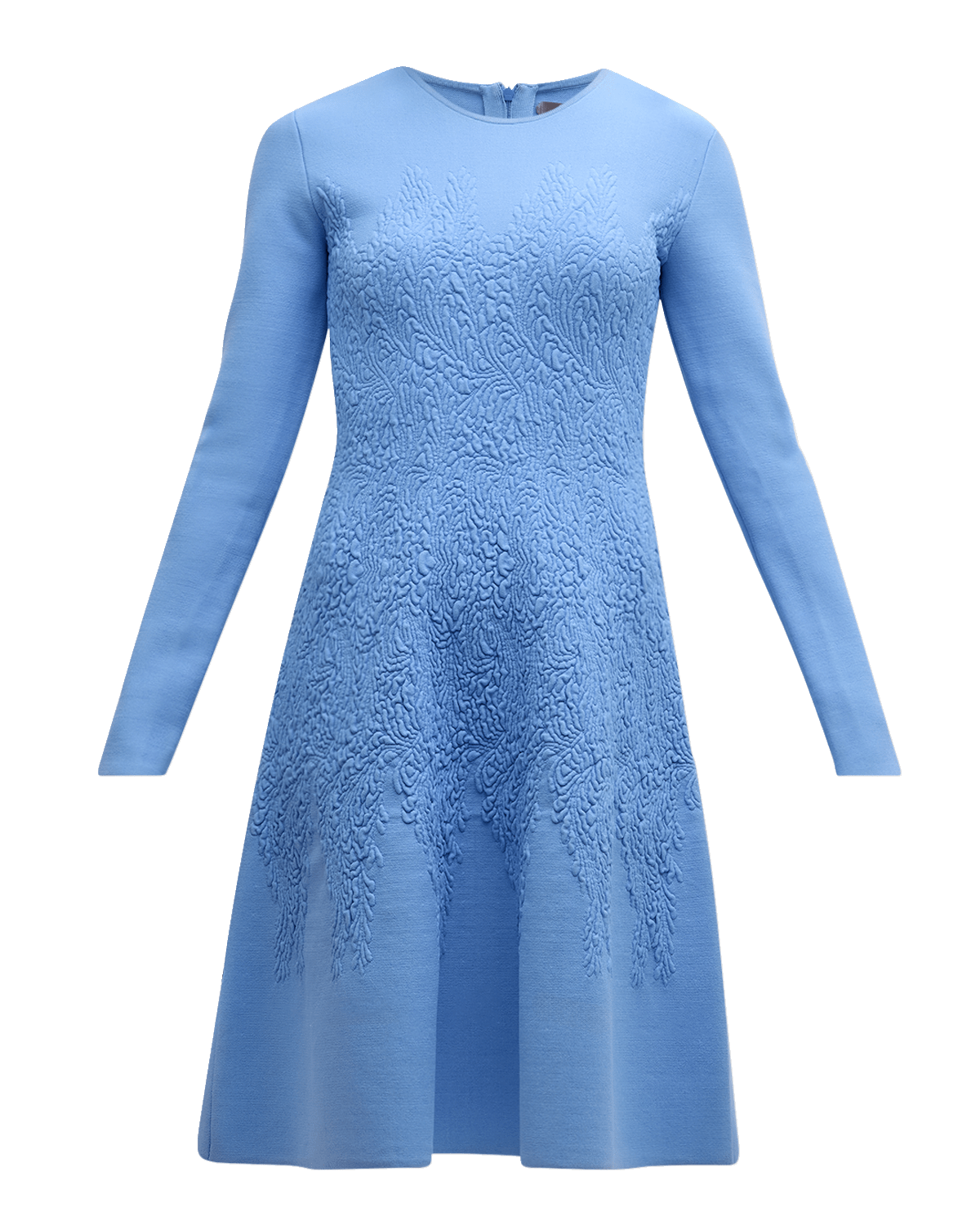 Lela Rose Brocade Long-Sleeve Fit-&-Flare Dress