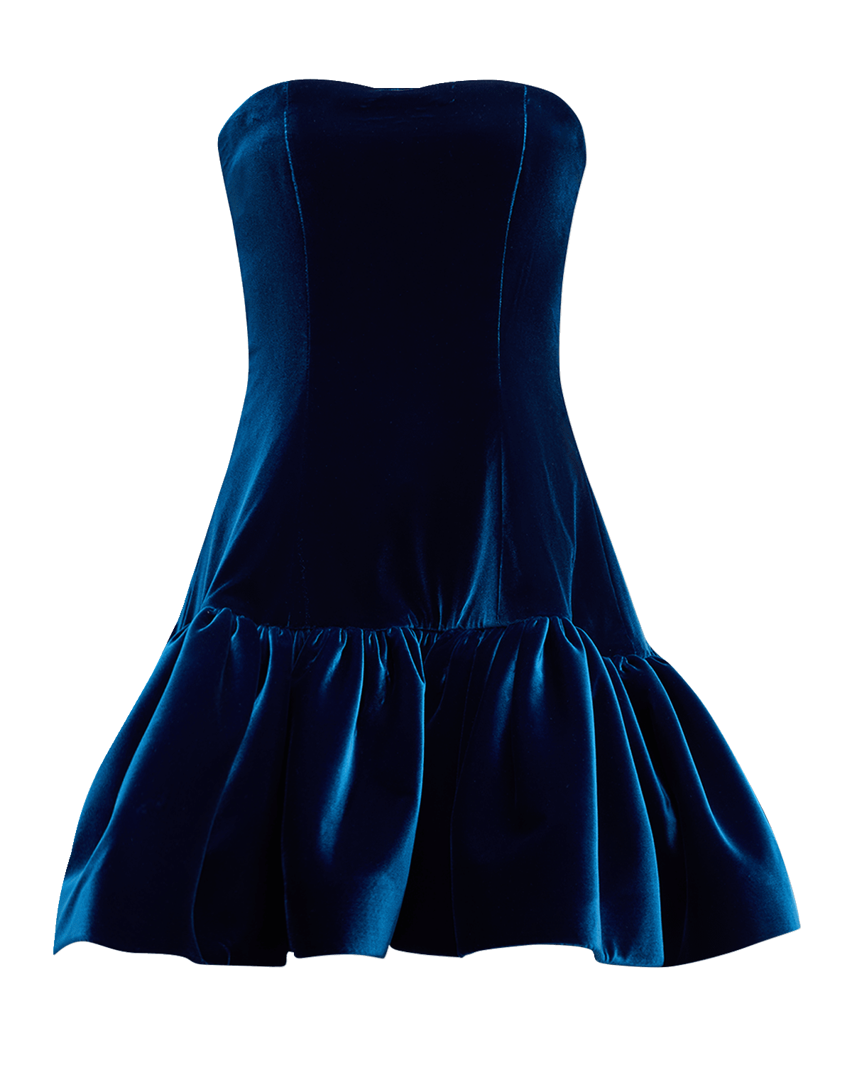 Bach Mai Volant Strapless Velvet Mini Dress