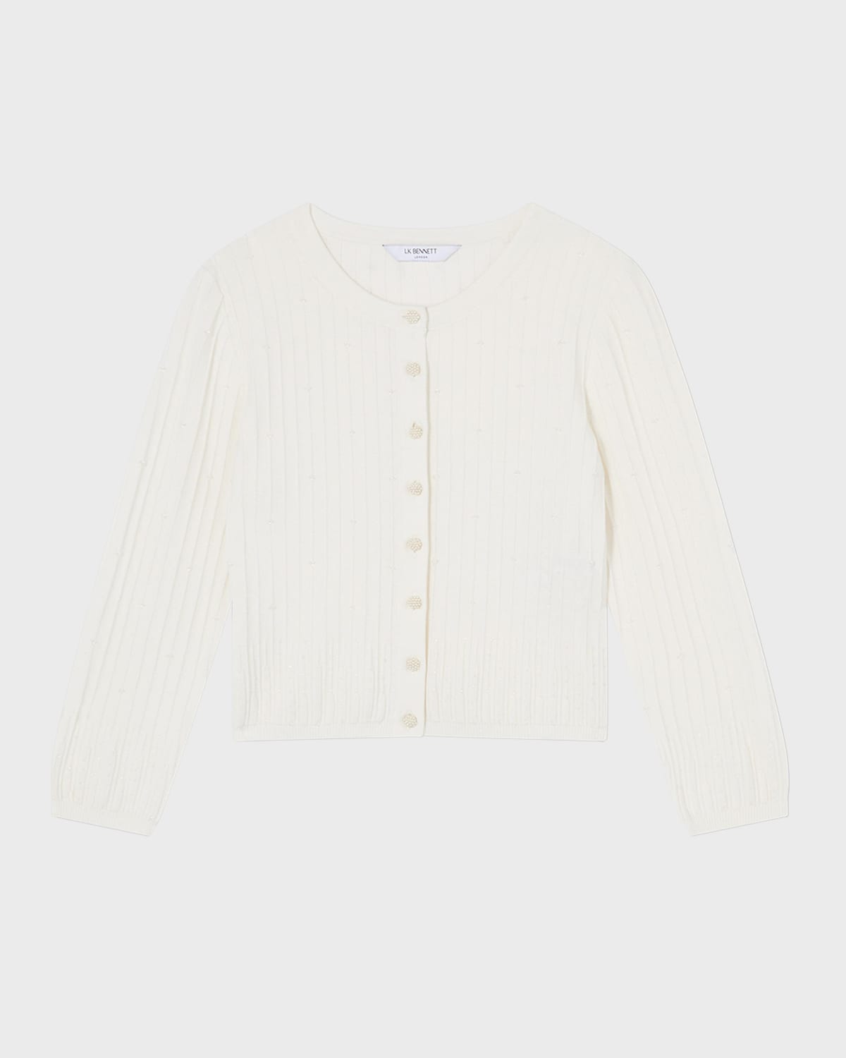 LK Bennett Maria Beaded Textured Cotton Cardigan
