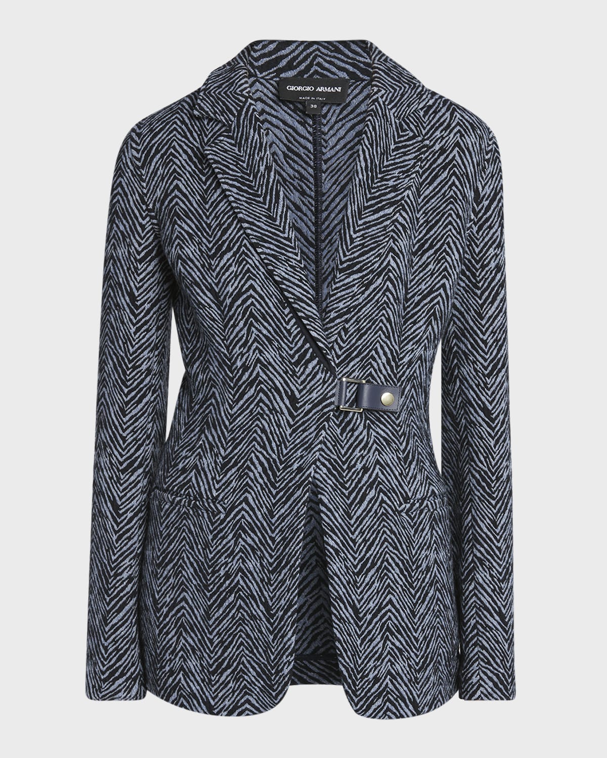 Giorgio Armani Zebra Cashmere-Viscose Buckle-Front Jacket