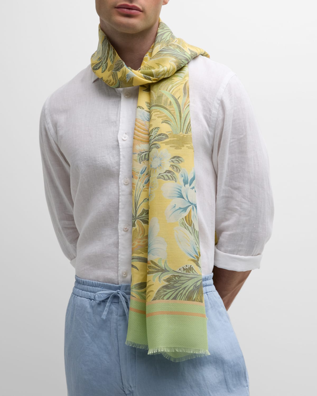 Etro Men's Floral Modal-Silk Scarf