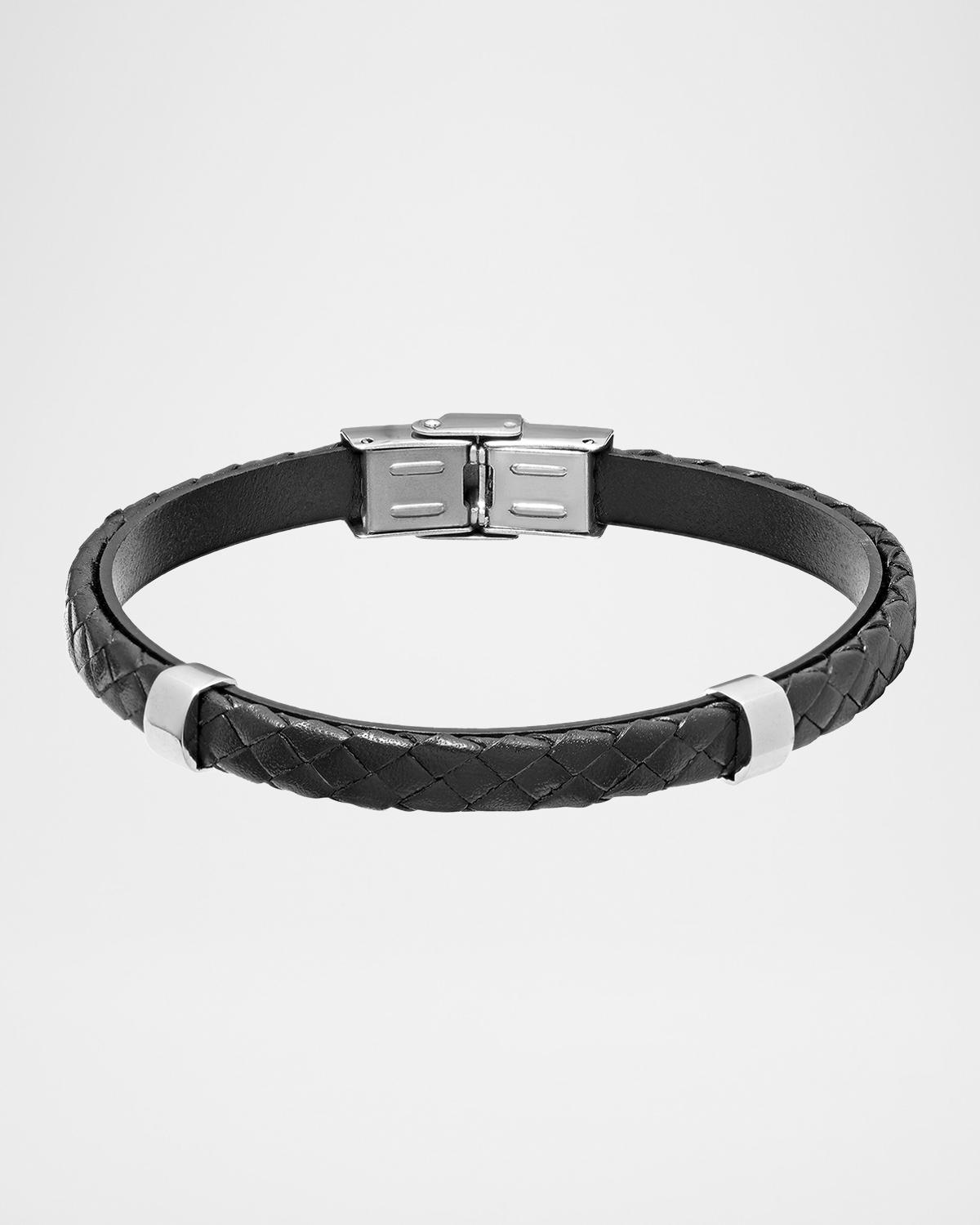 Men & apos;s Stainless Steel and Braided Leather Bracelet