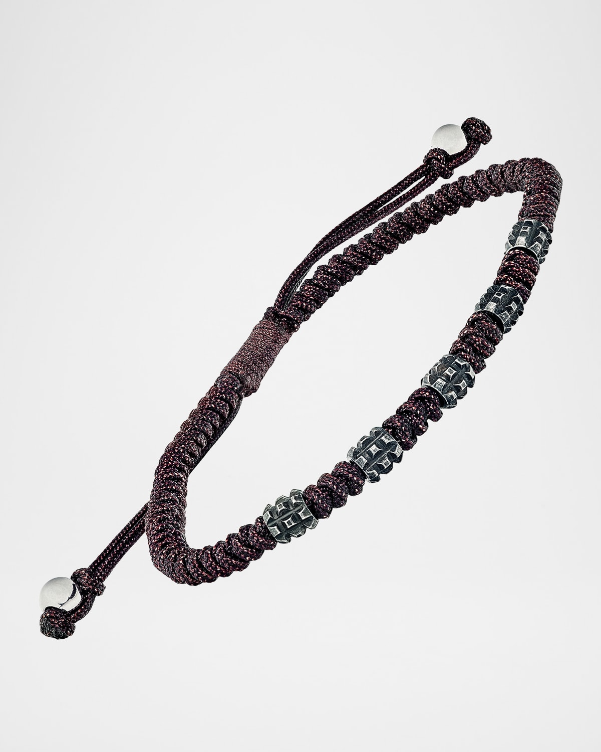 Link Up Men 's Stainless Steel and Nylon Pull Cord Bracelet