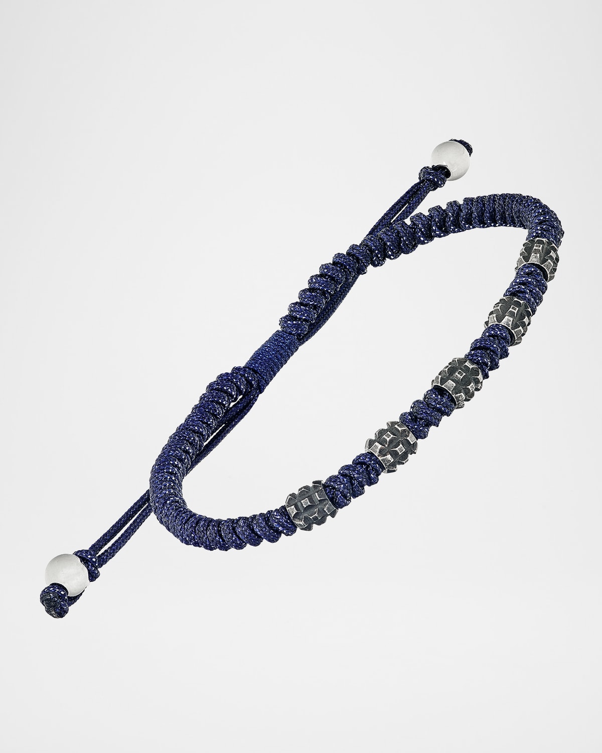 Link Up Men 's Stainless Steel and Nylon Pull Cord Bracelet
