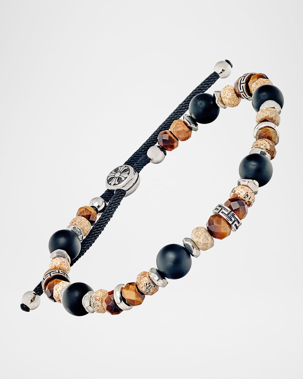 Link Up Men 's Stainless Steel and Semi-Precious Beaded Bracelet