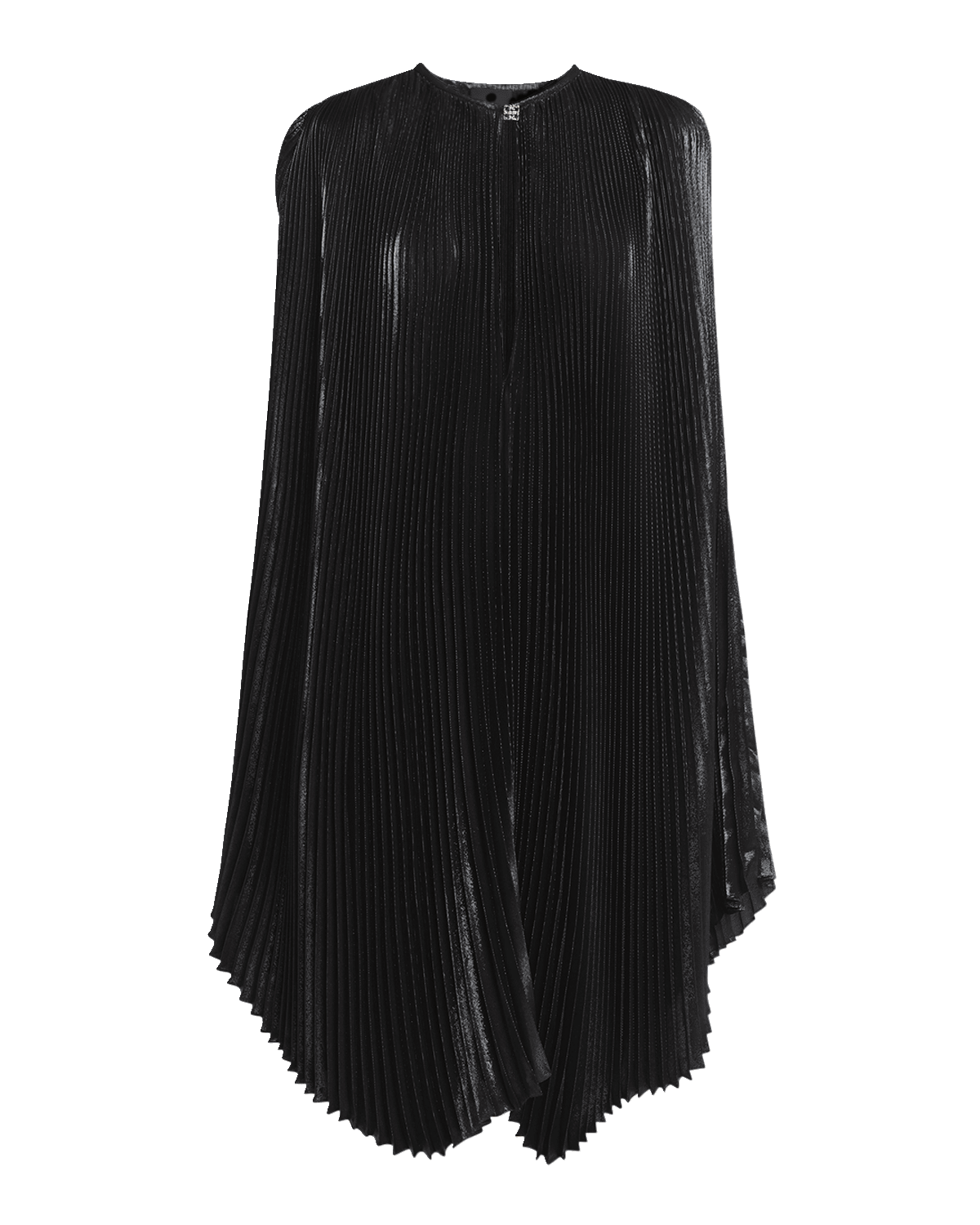 Givenchy Metallic Pleated Cap-Sleeve Midi Dress