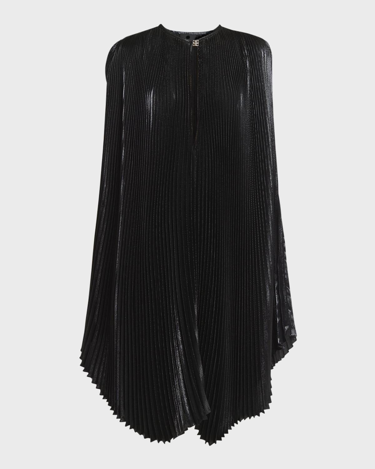 Givenchy Metallic Pleated Cap-Sleeve Midi Dress
