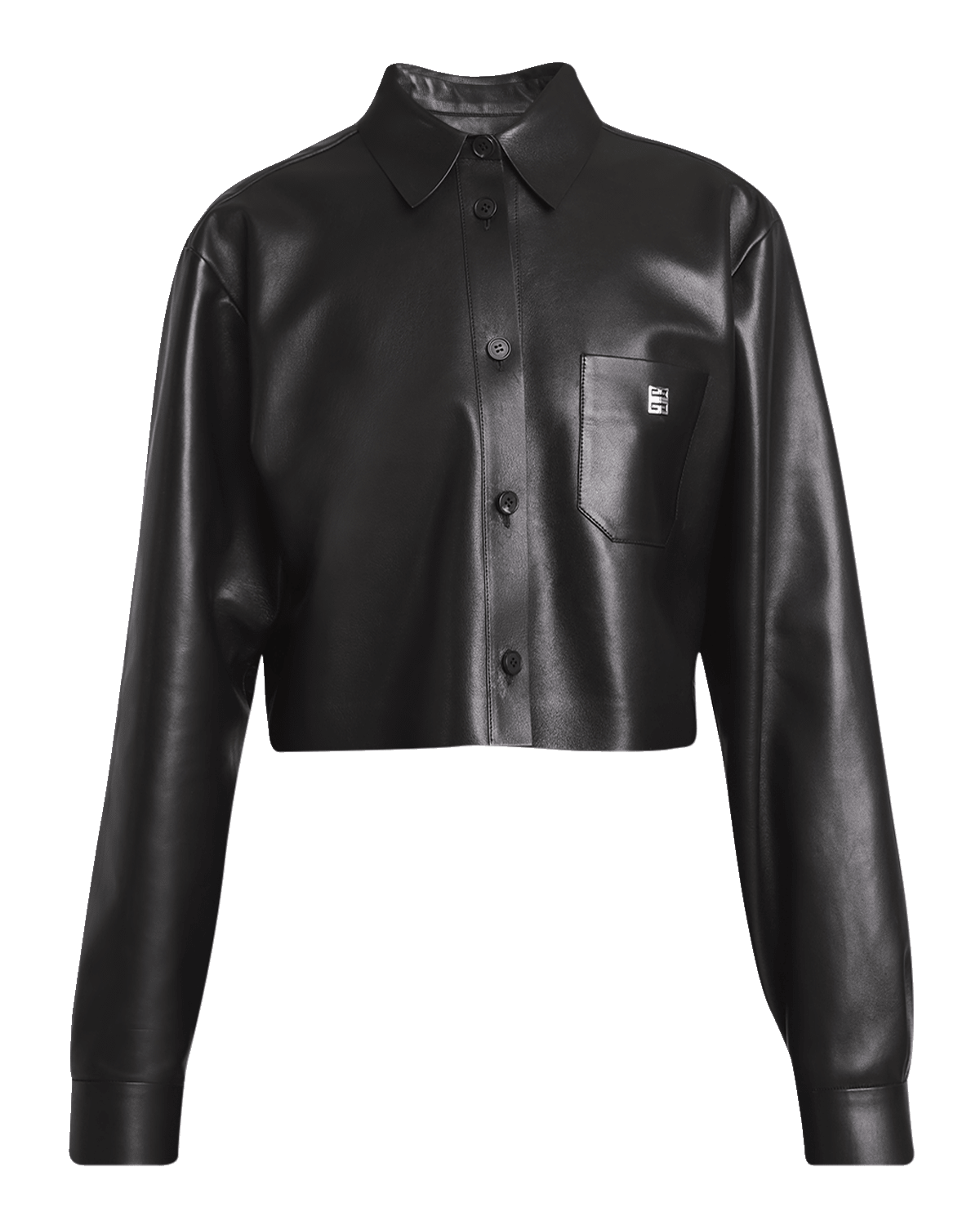 Givenchy Leather Button-Down Crop Shirt