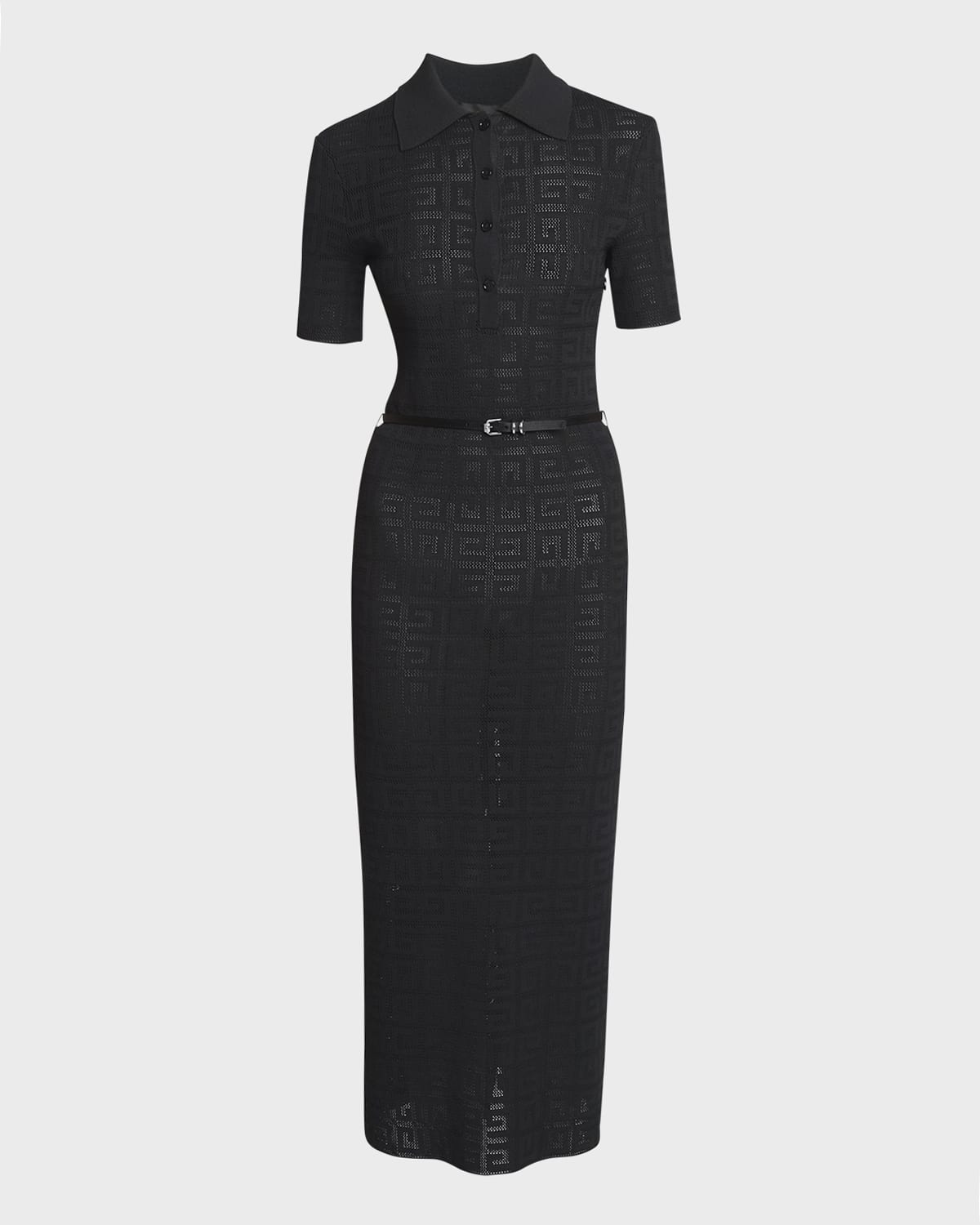 Givenchy 4G Knit Short-Sleeve Midi Polo Dress With Voyou Belt