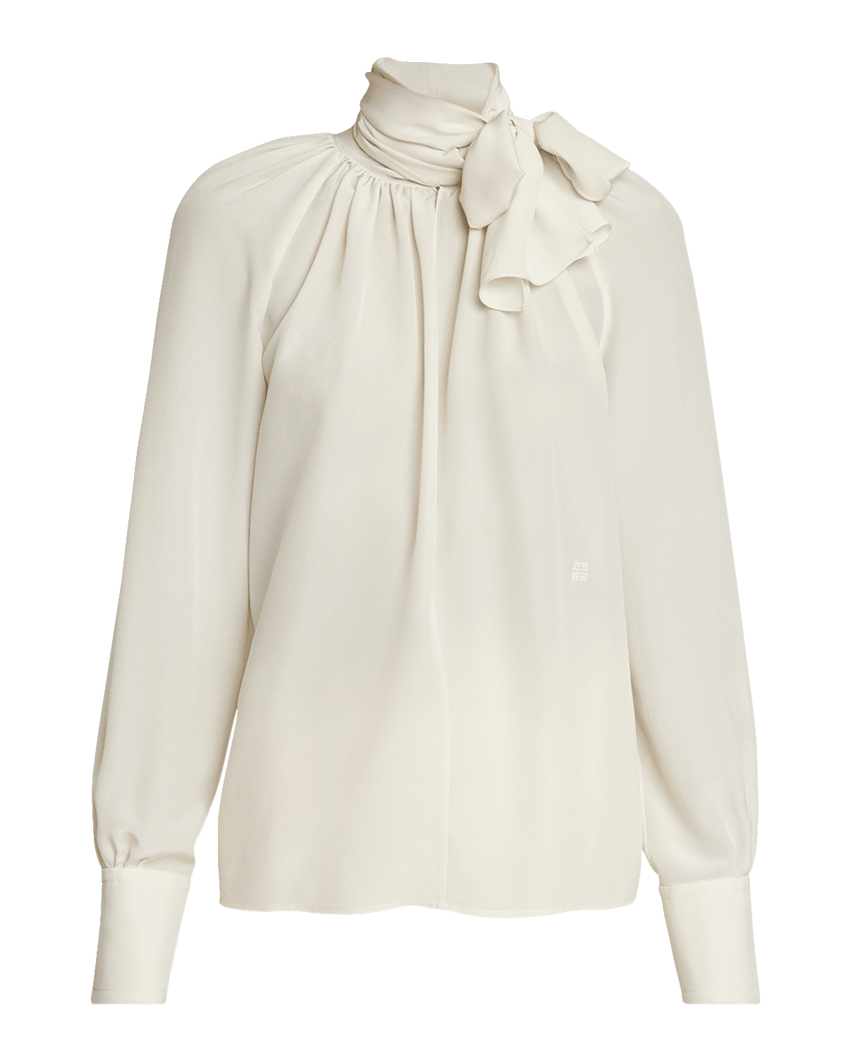 Givenchy Lavalliere Scarf-Neck Long-Sleeve Silk Blouse