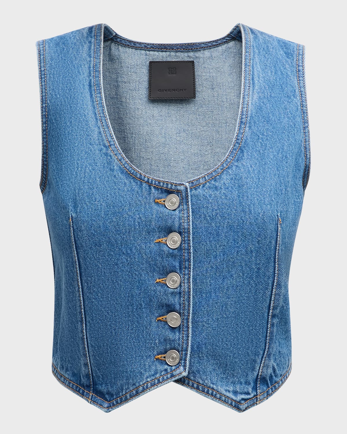 Givenchy Voyou Denim Crop Waistcoat