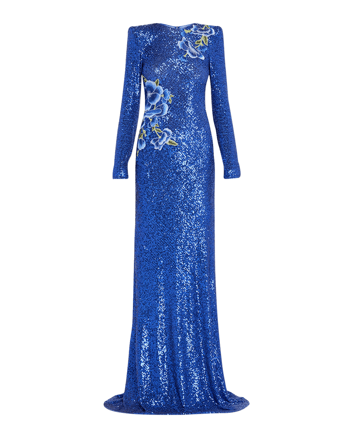 Naeem Khan Floral Embroidered Sequin Gown